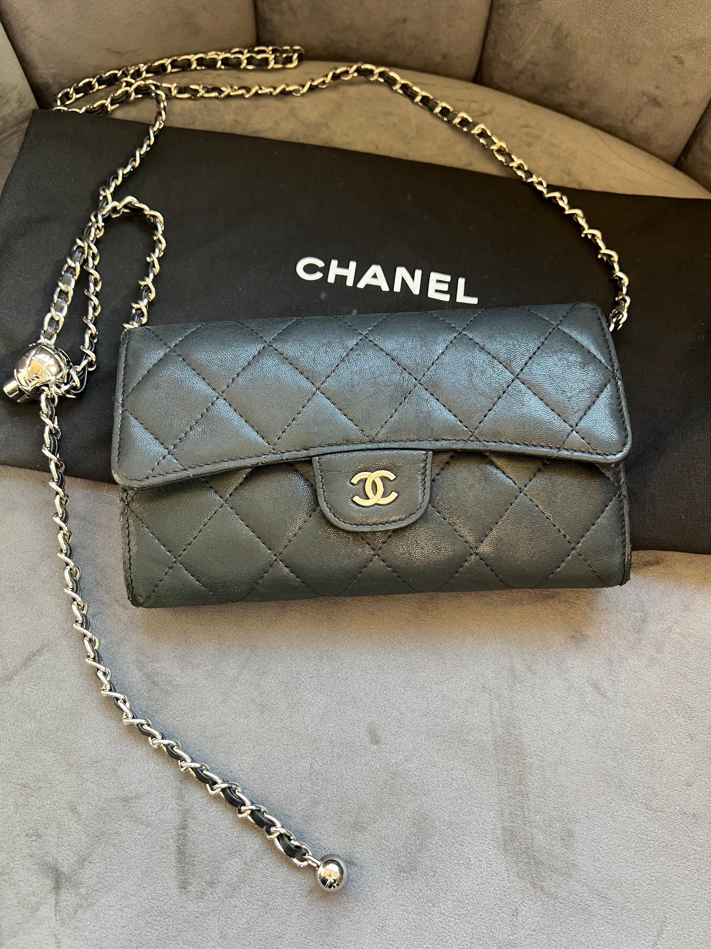 Chanel vintage timeless wallet on chain