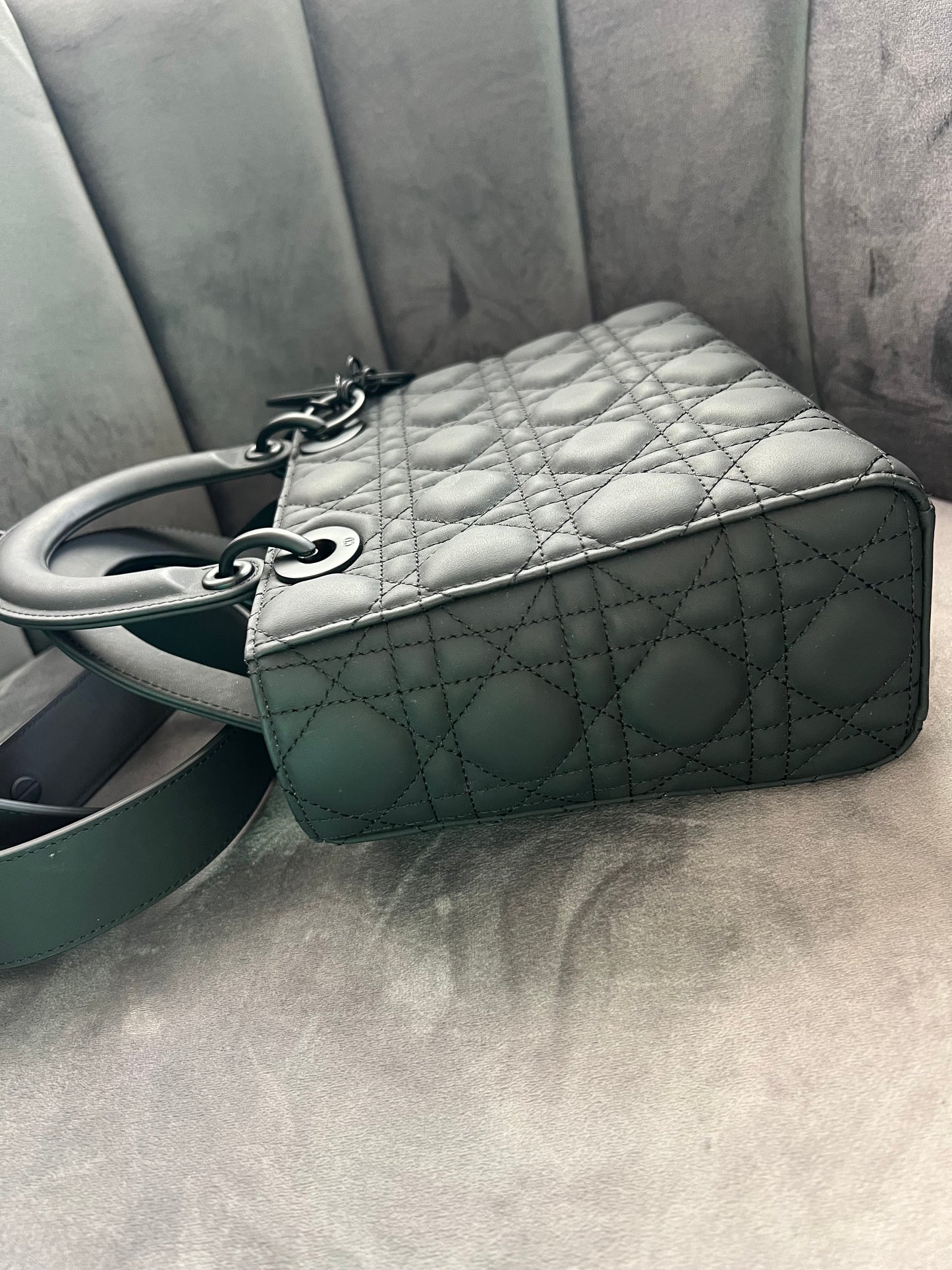 CHRISTIAN DIOR Ultra Matte Cannage Small My ABCDior Lady Dior in black