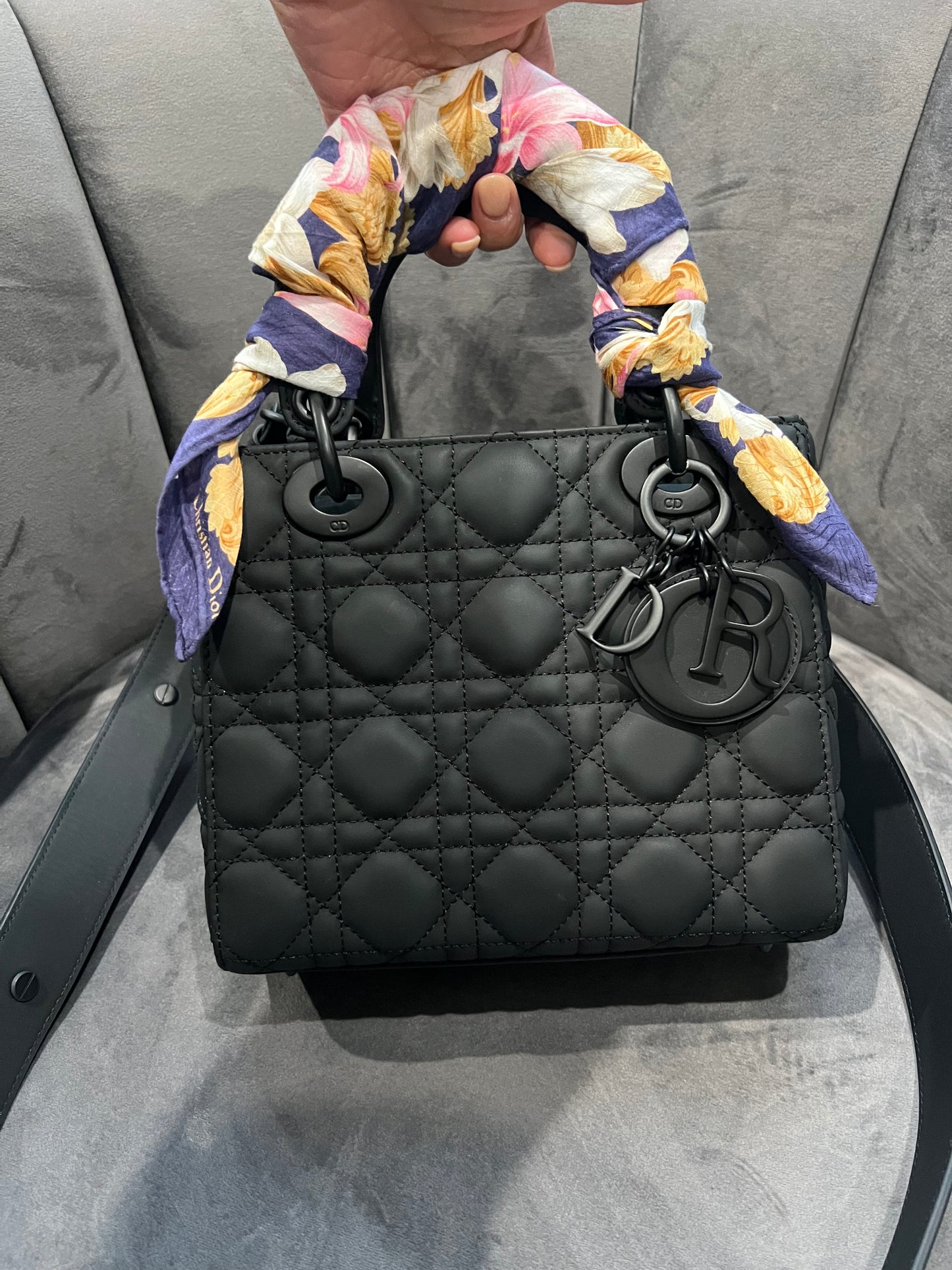 CHRISTIAN DIOR Ultra Matte Cannage Small My ABCDior Lady Dior in black