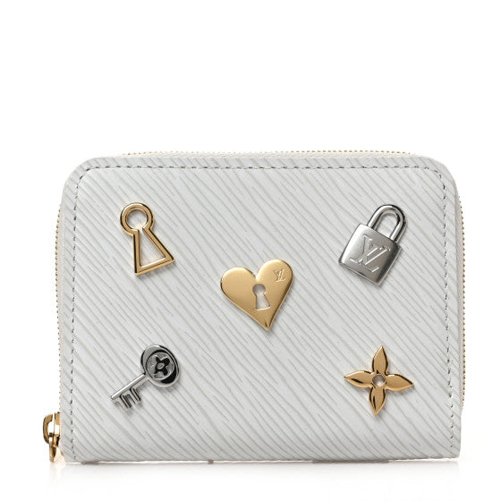 LOUIS VUITTON Love Lock Zippy Wallet White Epi Leather