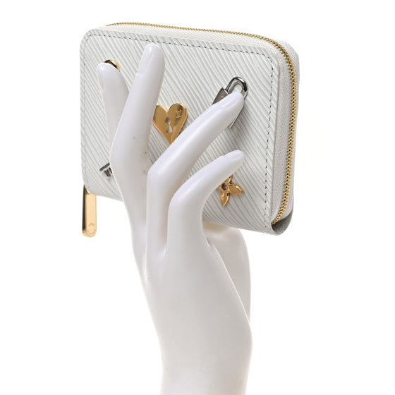 LOUIS VUITTON Love Lock Zippy Wallet White Epi Leather