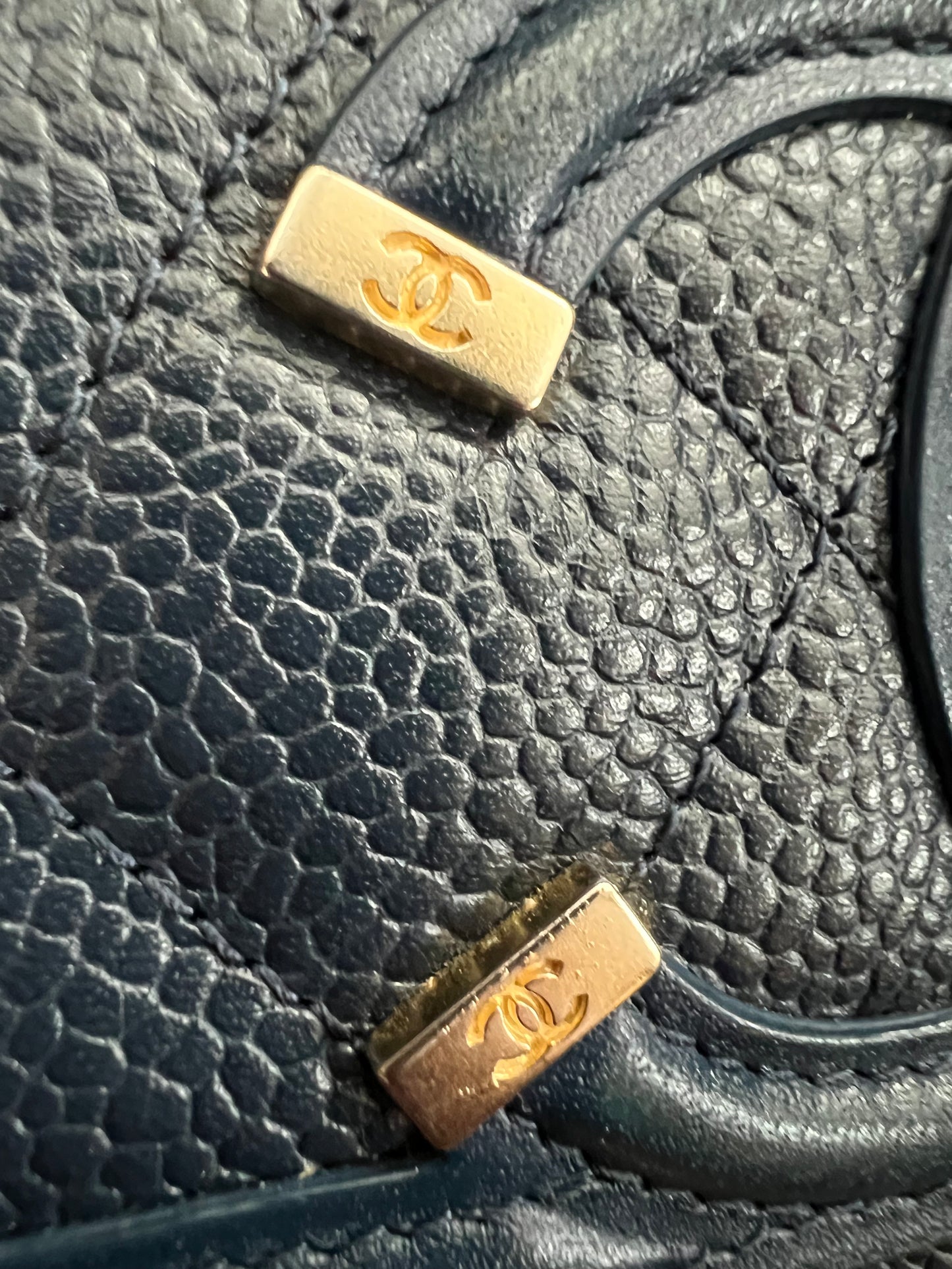 Chanel Navy Blue Large Filigree Gusset Flap Chanel Wallet On Chain