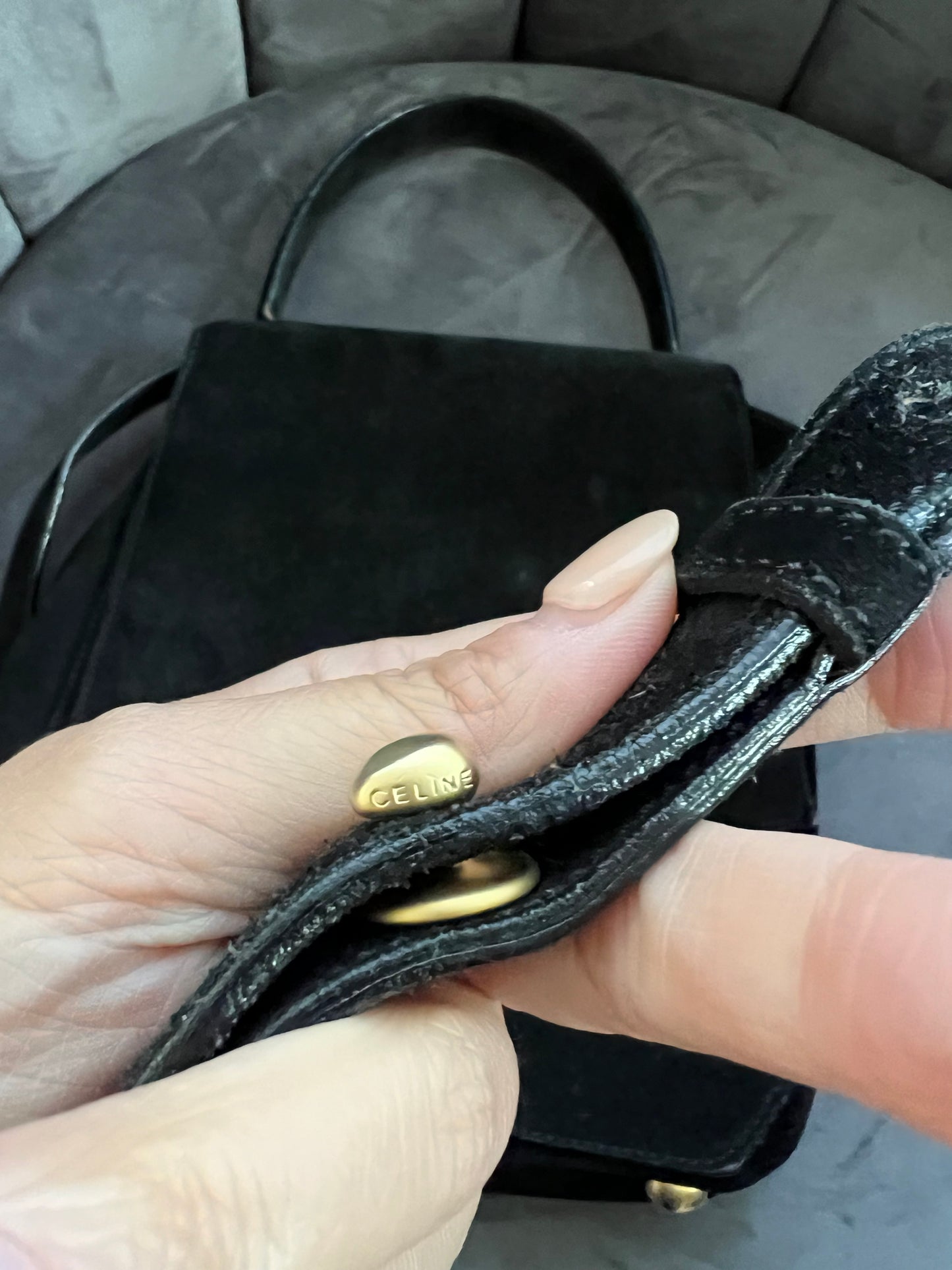 Vintage Celine Triomphe Suede Two-Way bag