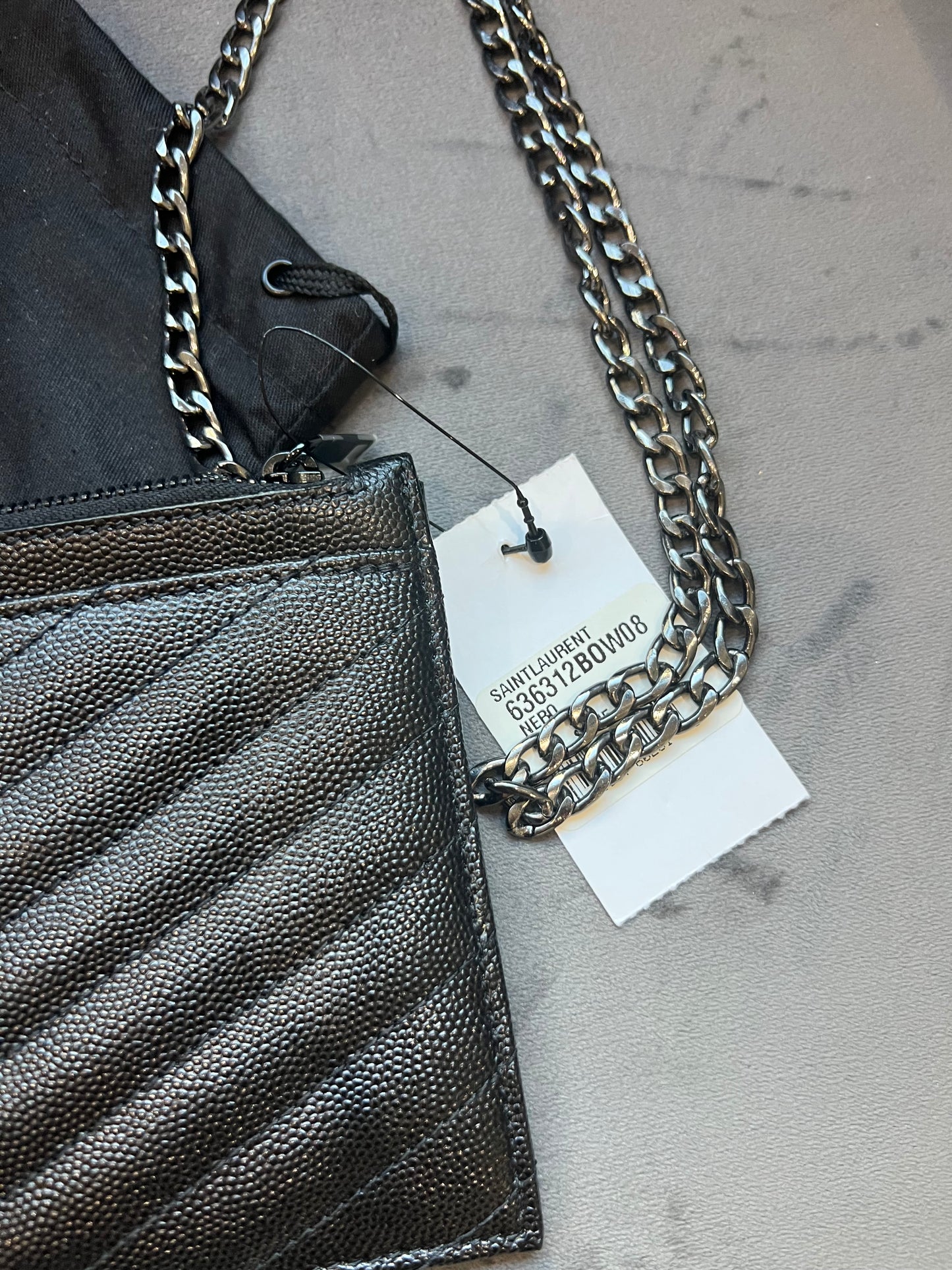 NWT Yves Saint Laurent black monogram clutch / crossbody