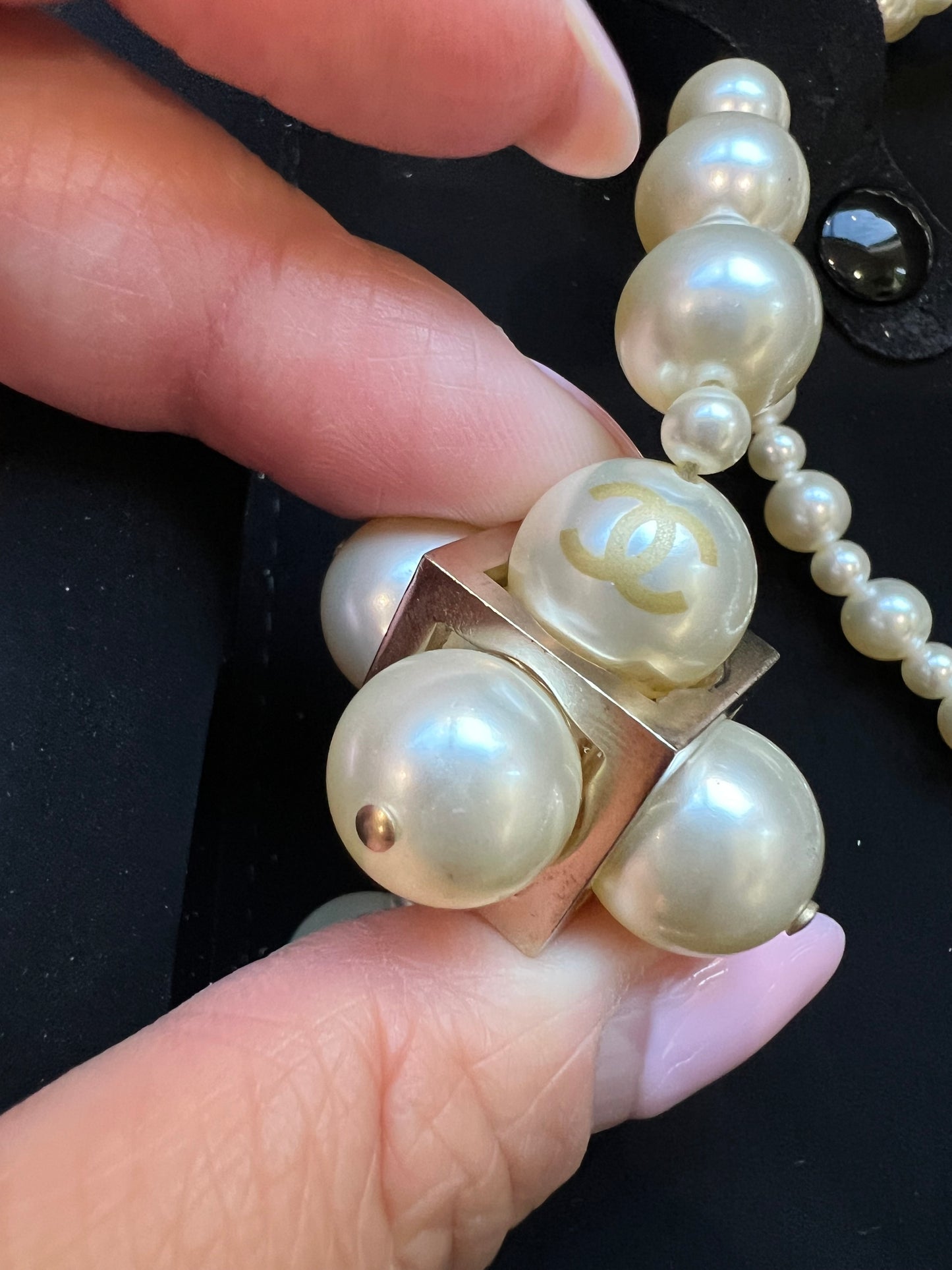CHANEL Pearl And Cocomark Cube Classic Necklace