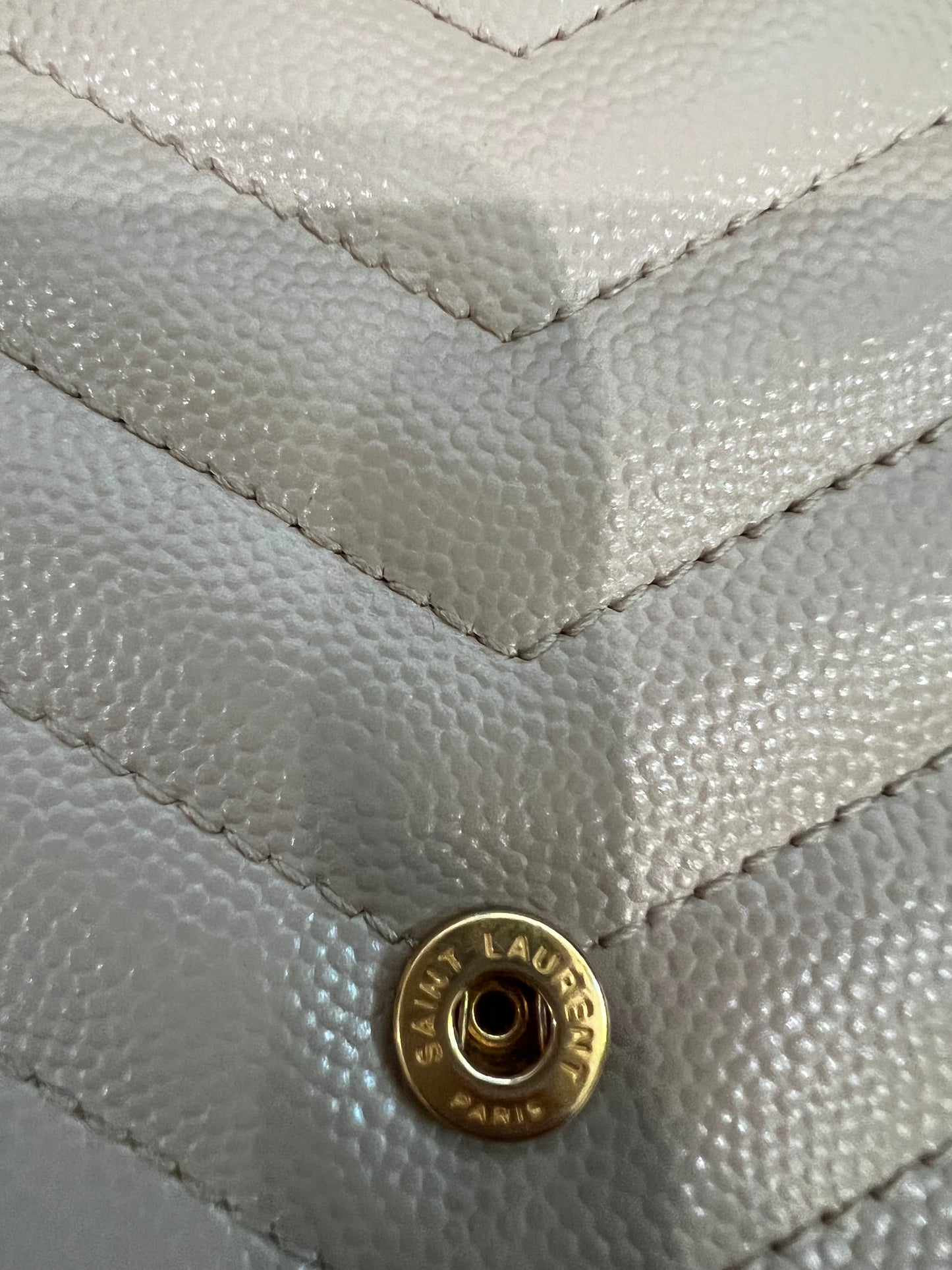 YSL cassandre flap large wallet on chain beige