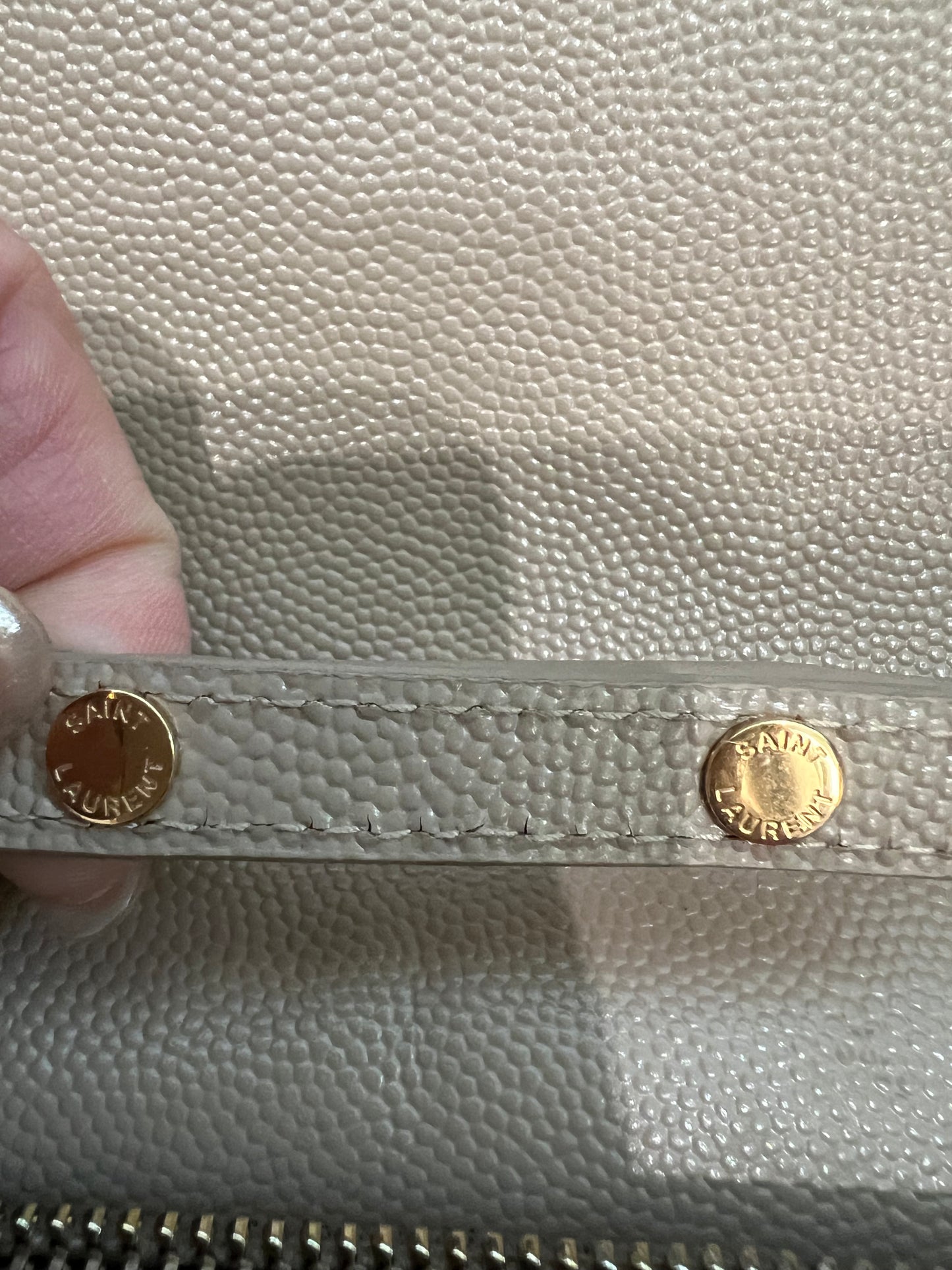 YSL cassandre flap large wallet on chain beige