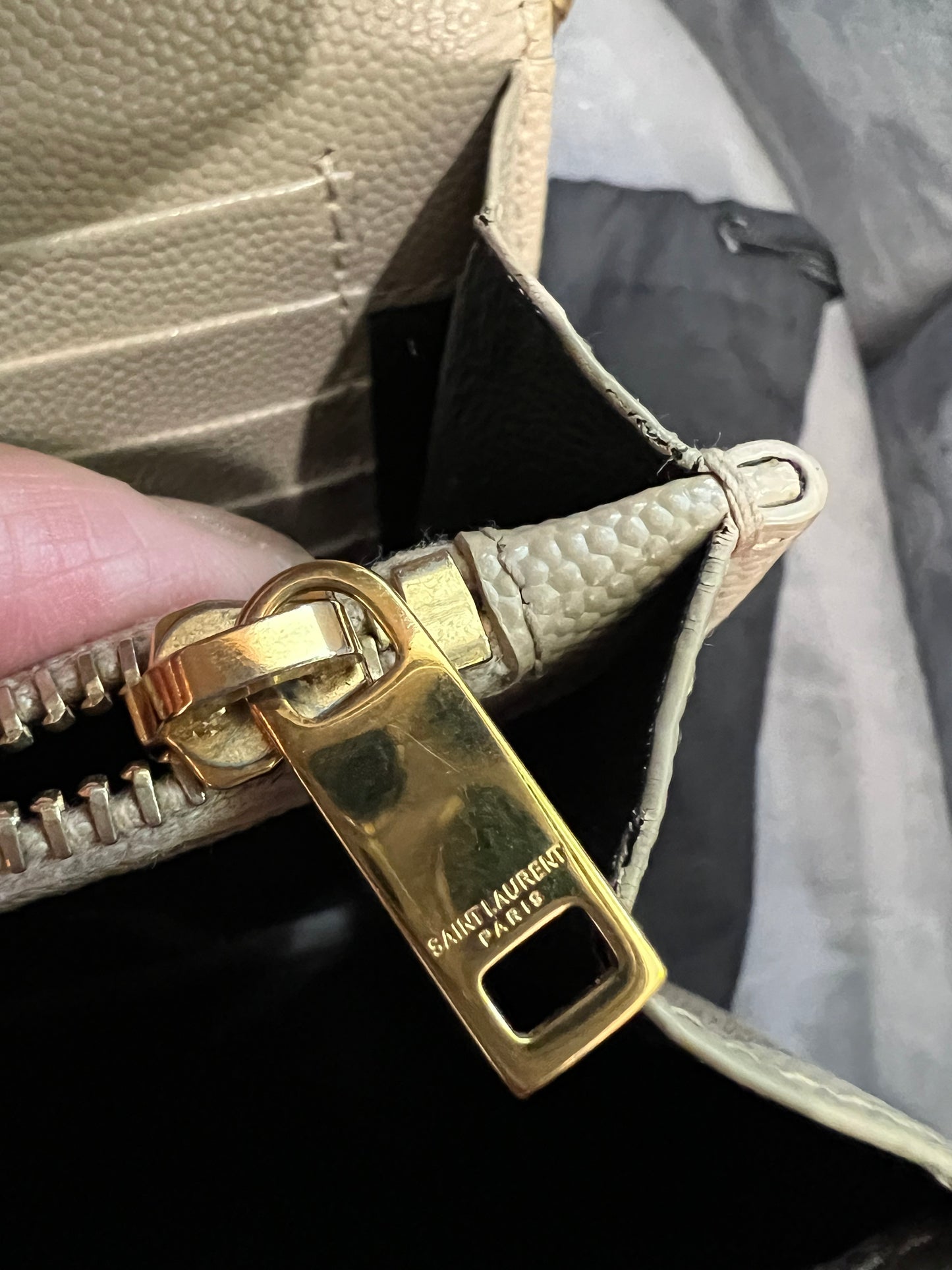 YSL cassandre flap large wallet on chain beige