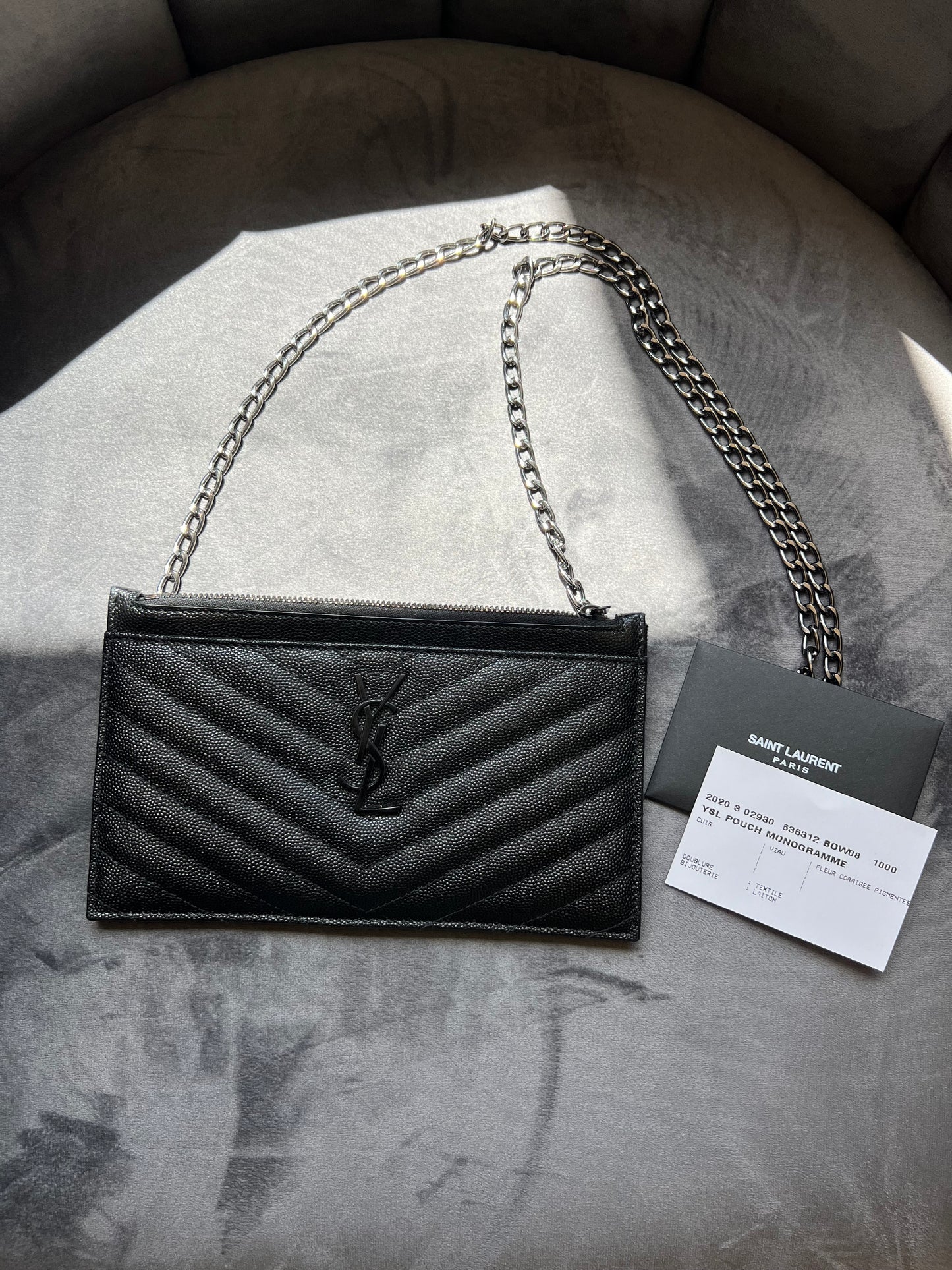 Yves Saint Laurent black monogram clutch & crossbody