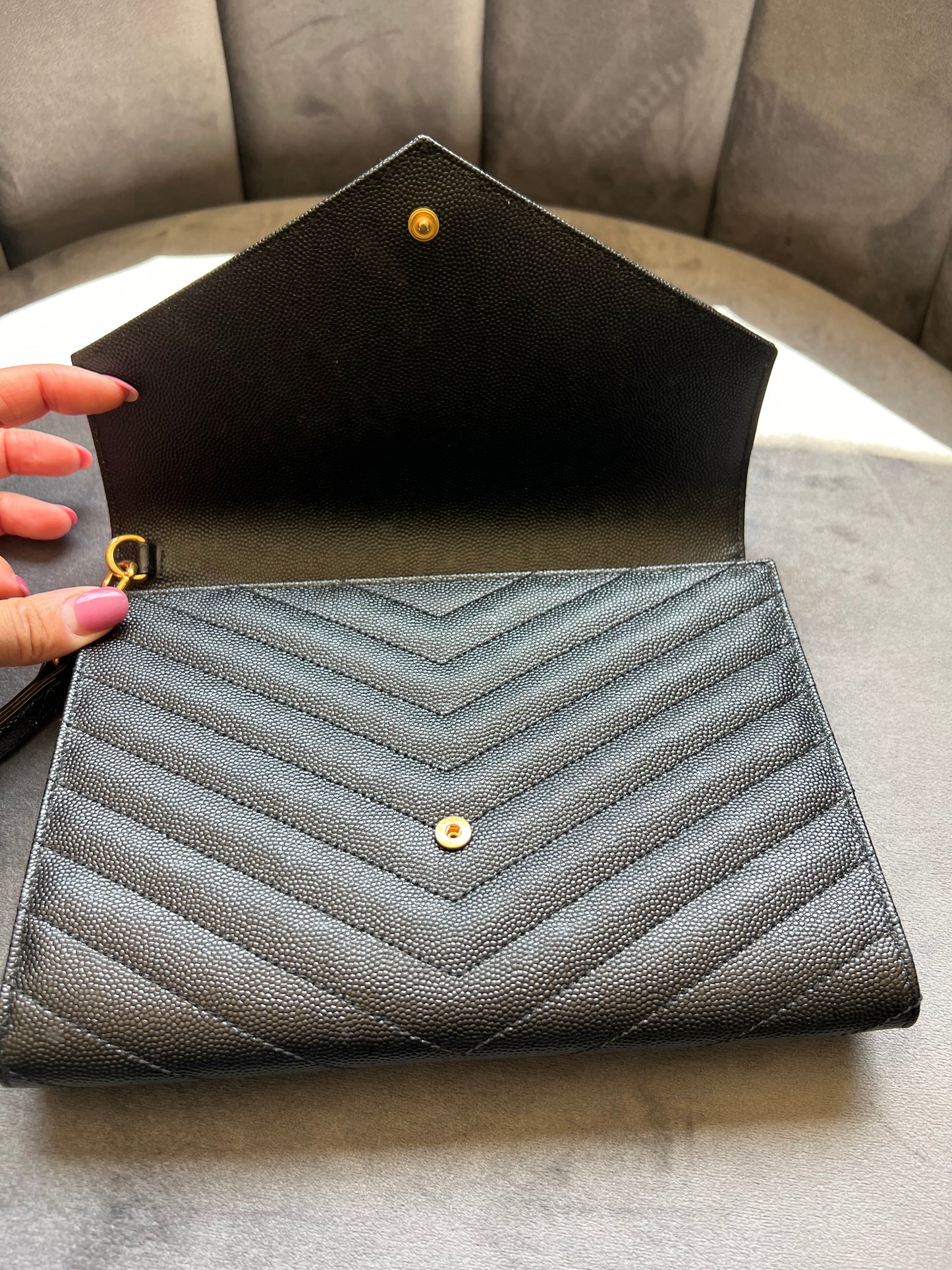 YSL cassandre envelope flap wristlet / crossbody