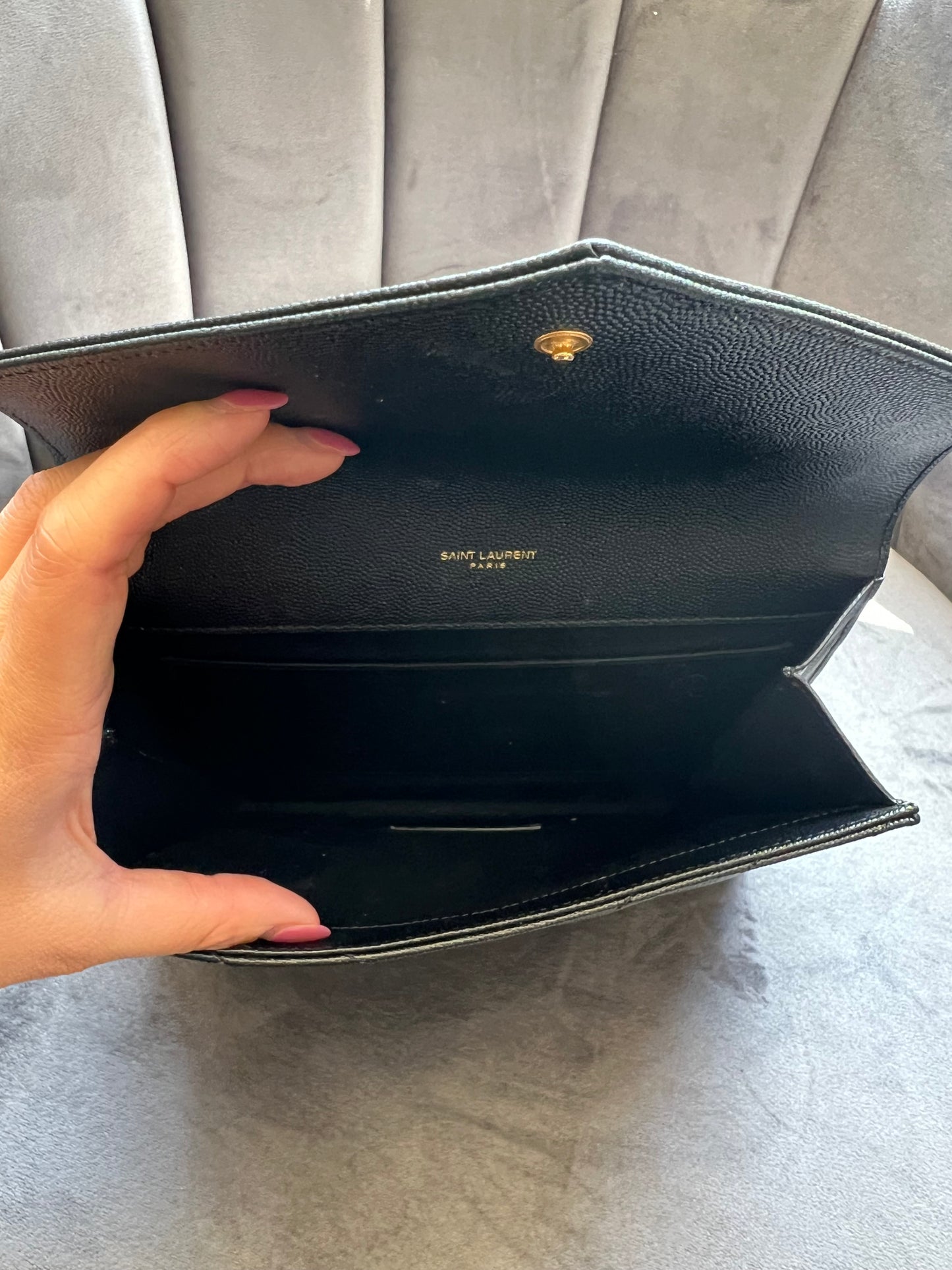 YSL cassandre envelope flap wristlet / crossbody