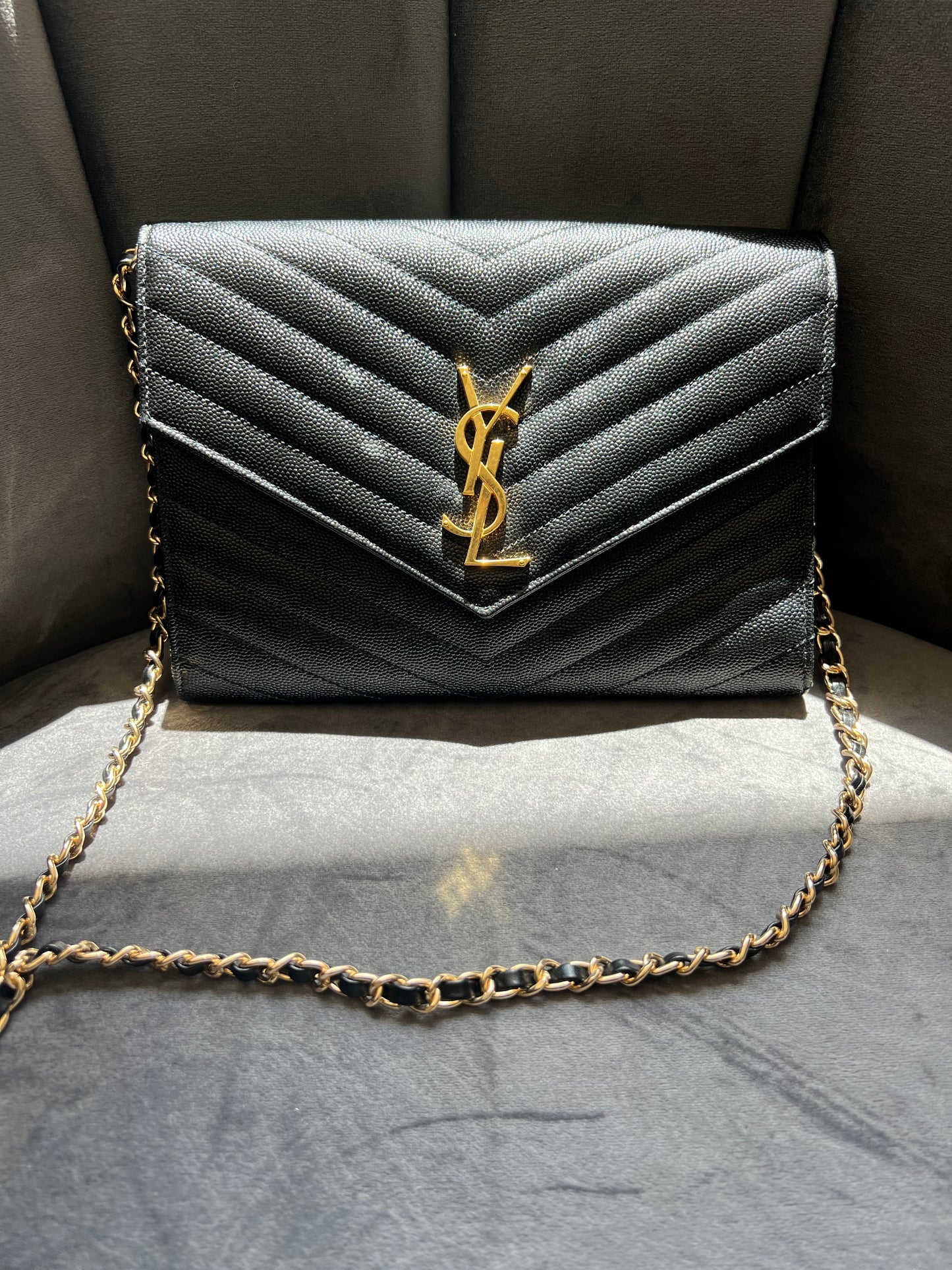 YSL cassandre envelope flap wristlet / crossbody