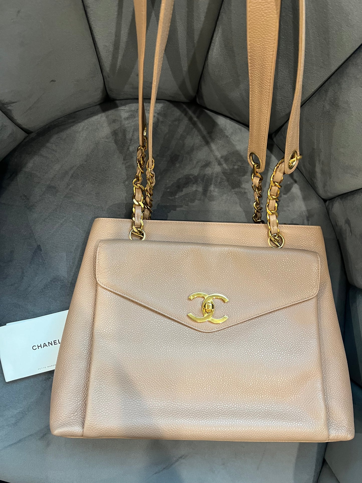 Chanel Caviar 24k Turnlock Tote Bag