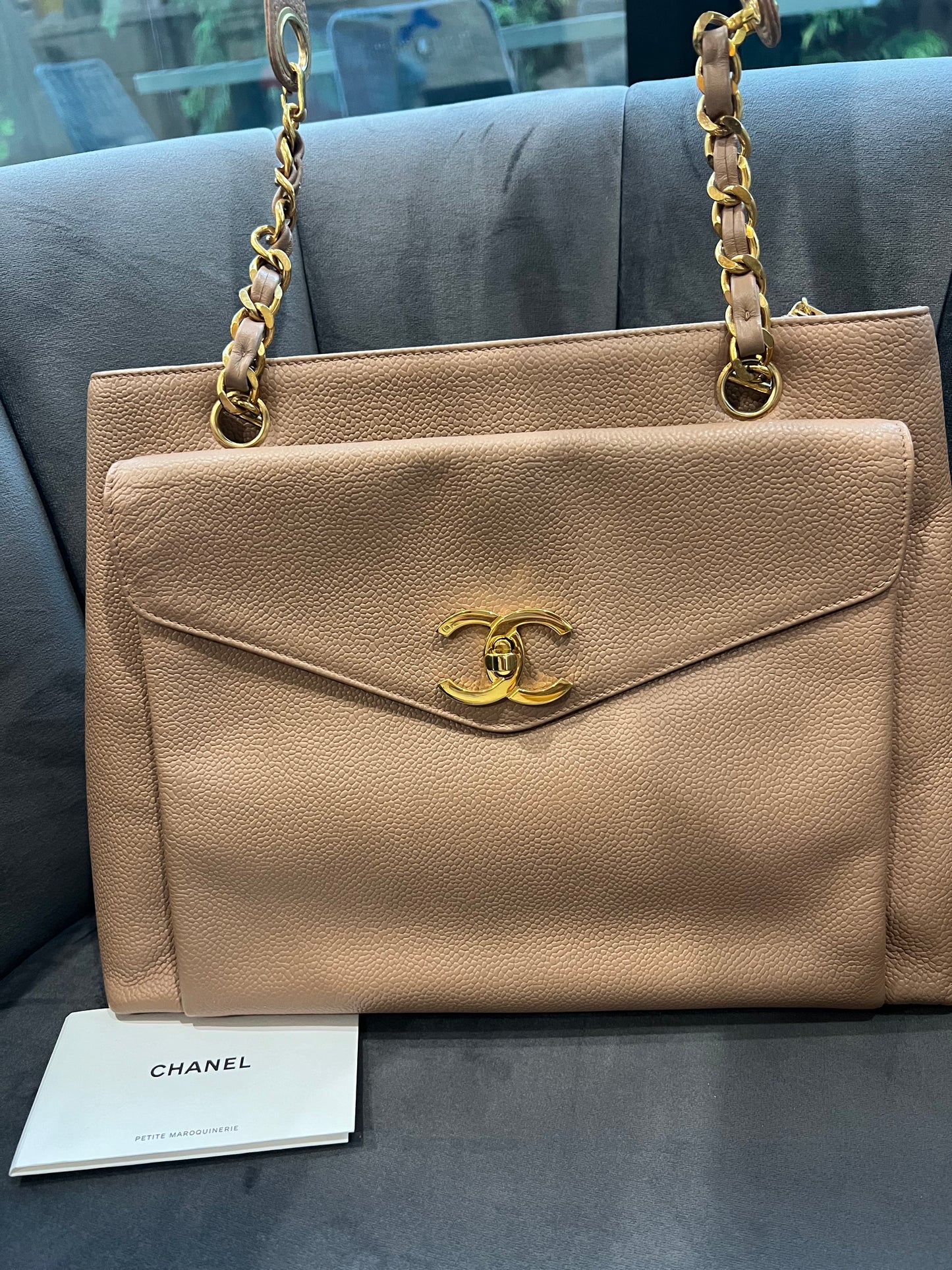 Chanel Caviar 24k Turnlock Tote Bag