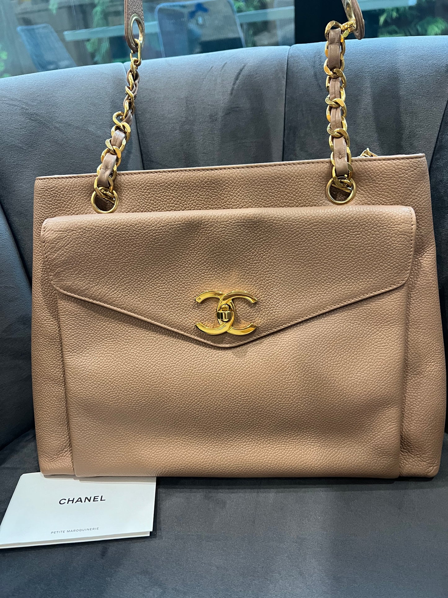 Chanel Caviar 24k Turnlock Tote Bag