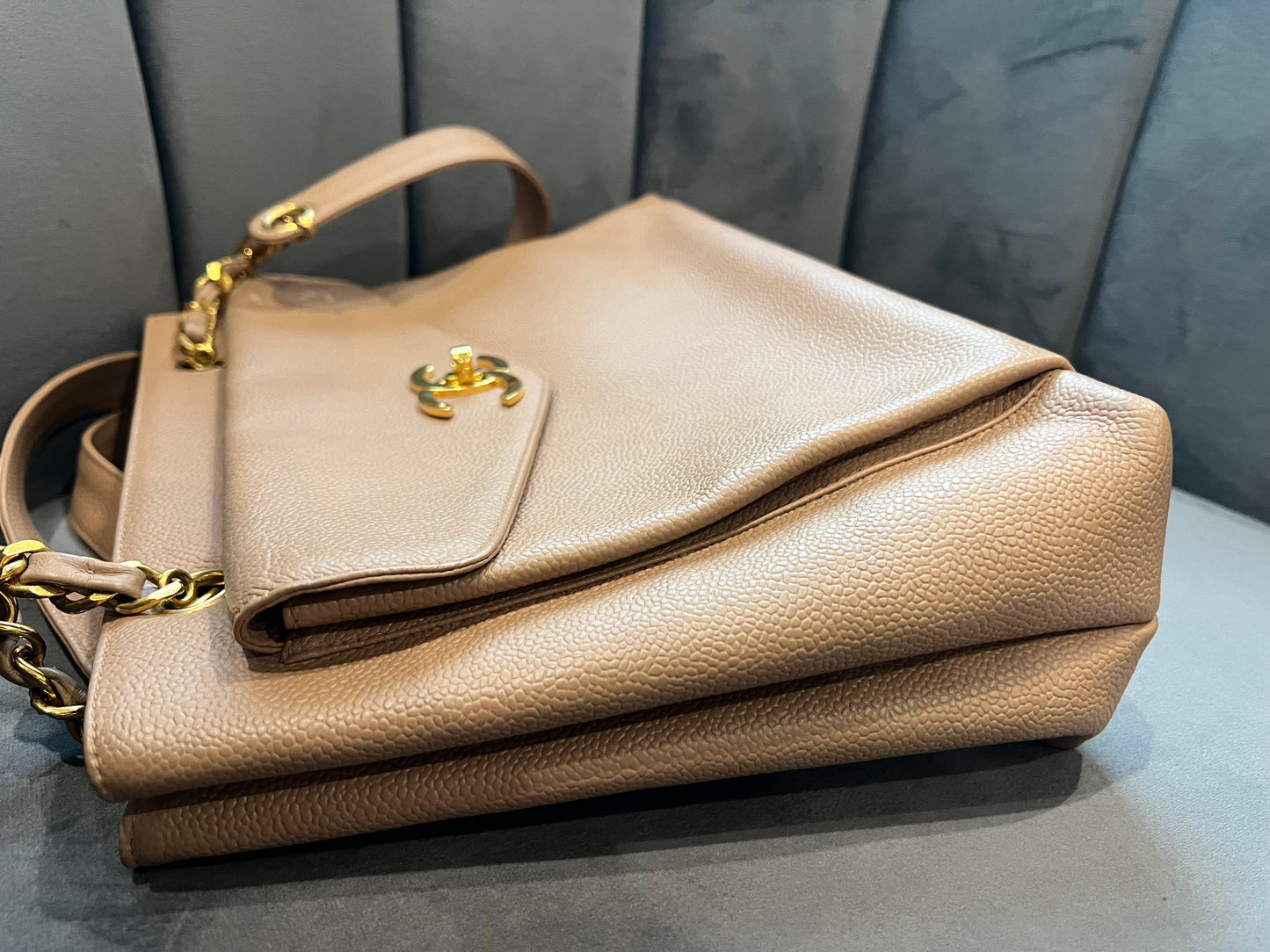 Chanel Caviar 24k Turnlock Tote Bag