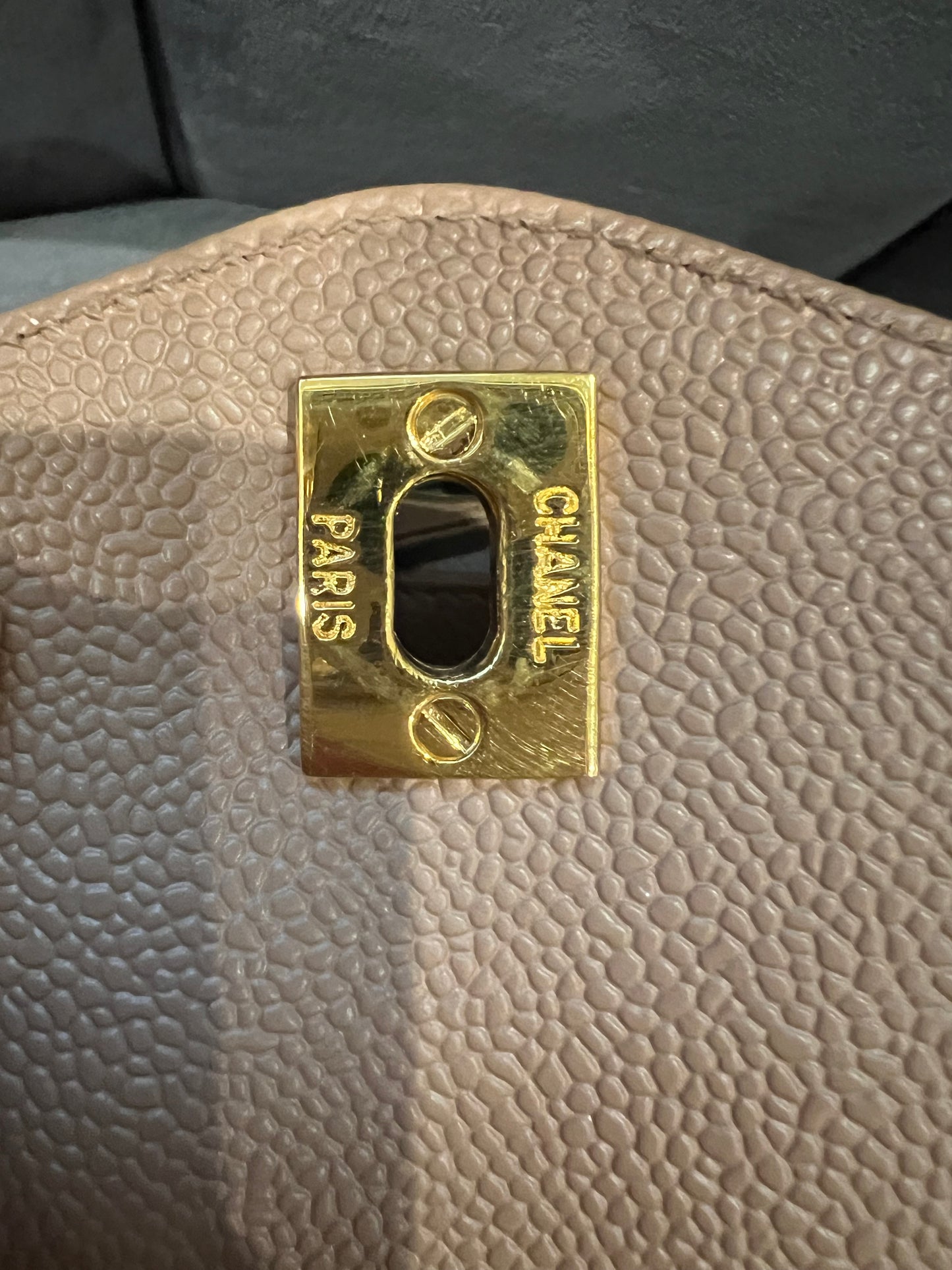 Chanel Caviar 24k Turnlock Tote Bag