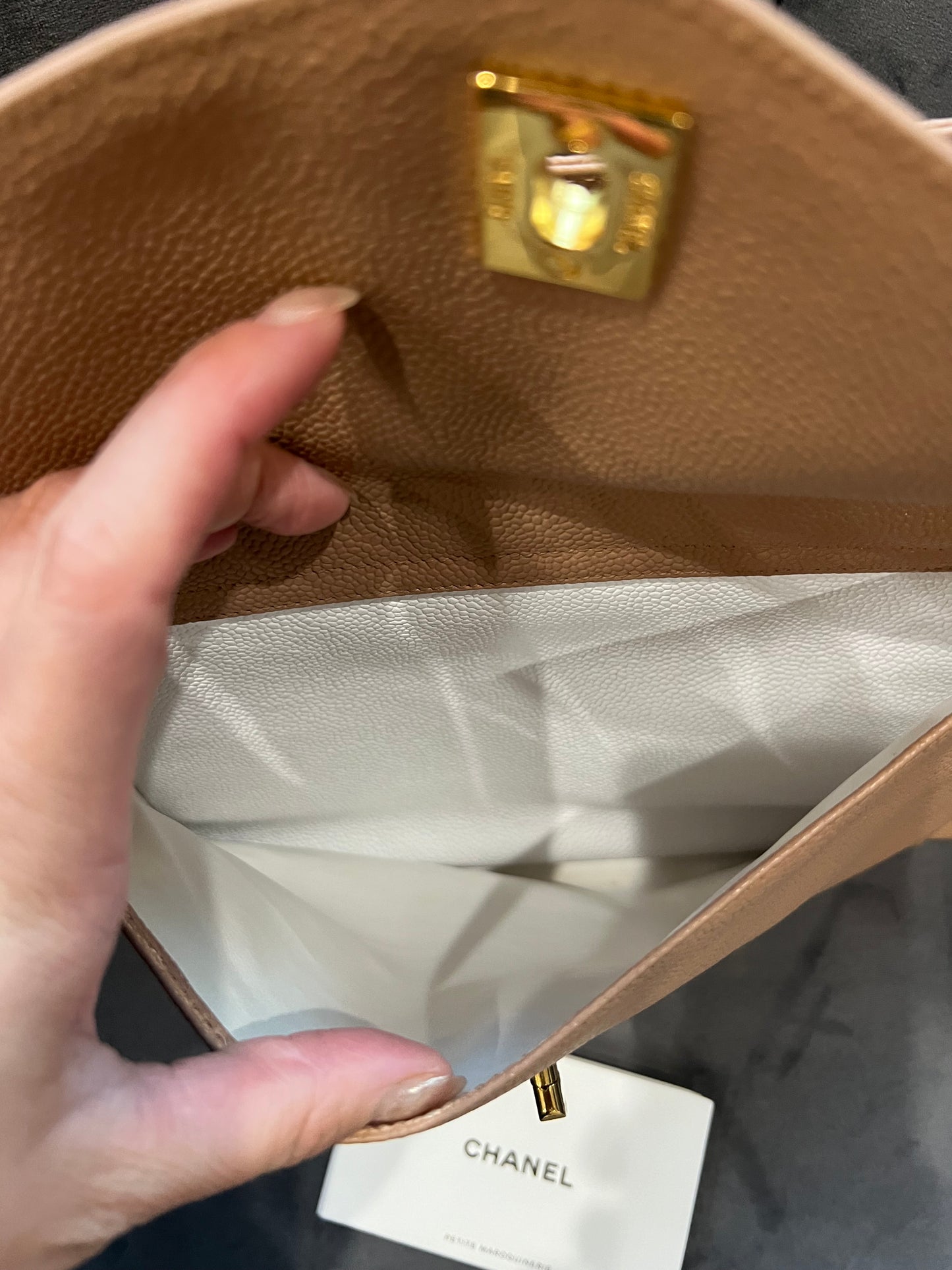 Chanel Caviar 24k Turnlock Tote Bag