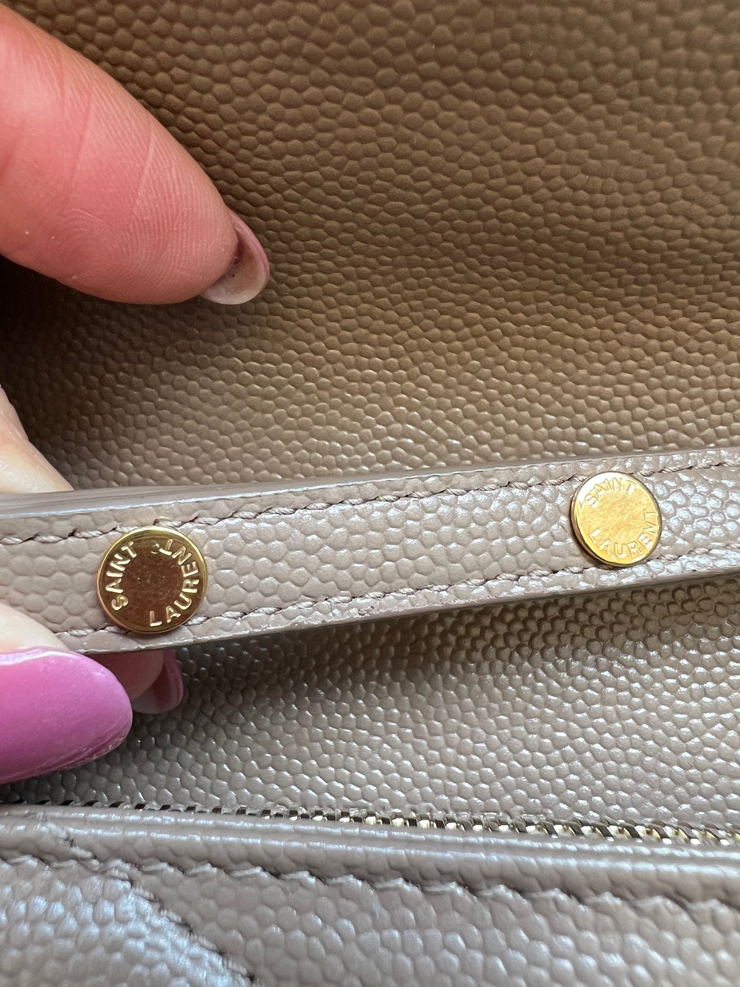 YSL cassadre envelope crossbody large dark beige