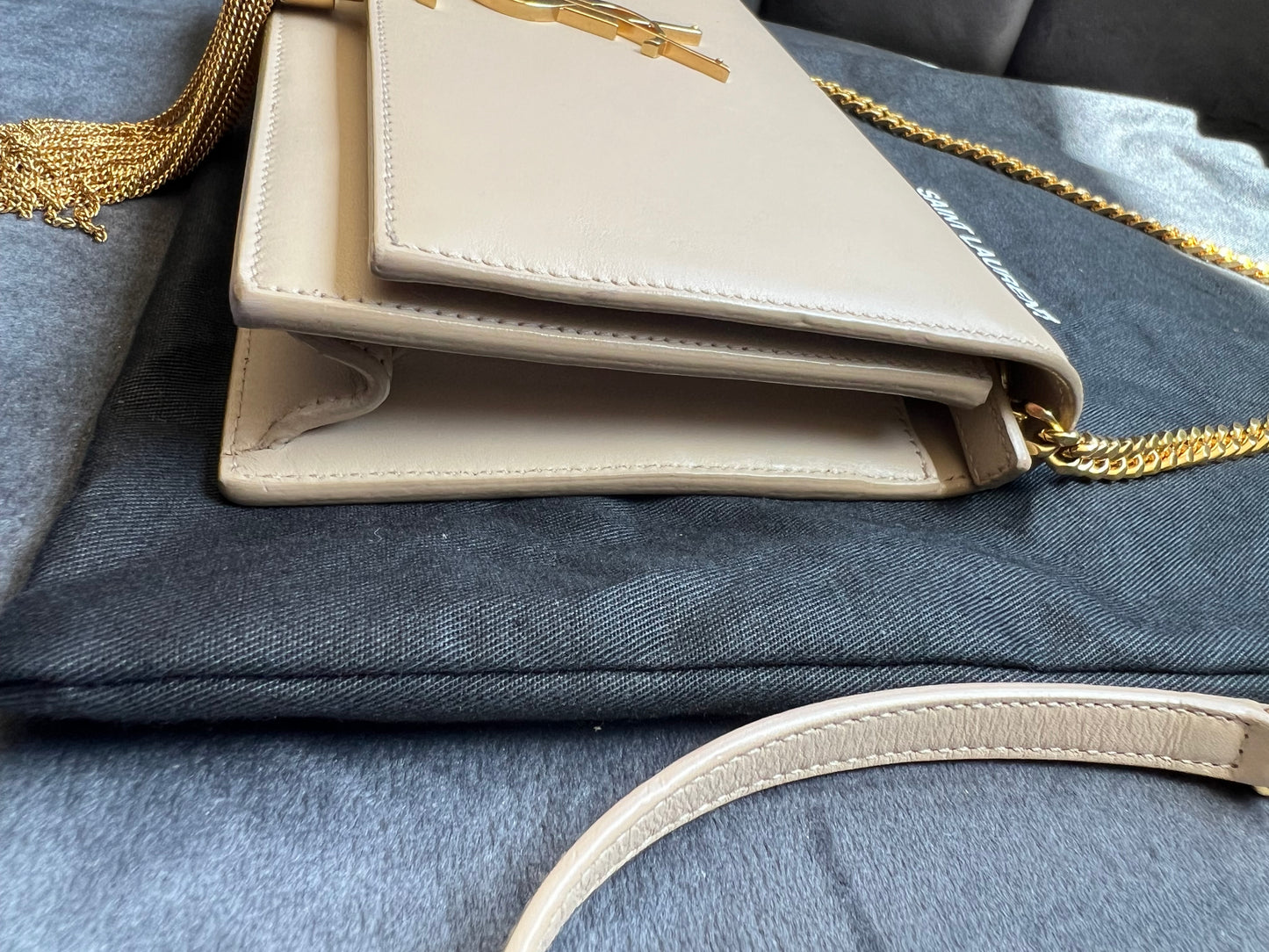 YSL Kate tassel bag nude beige