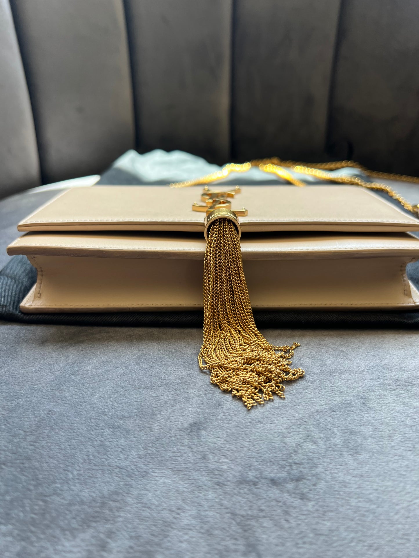 YSL Kate tassel bag nude beige