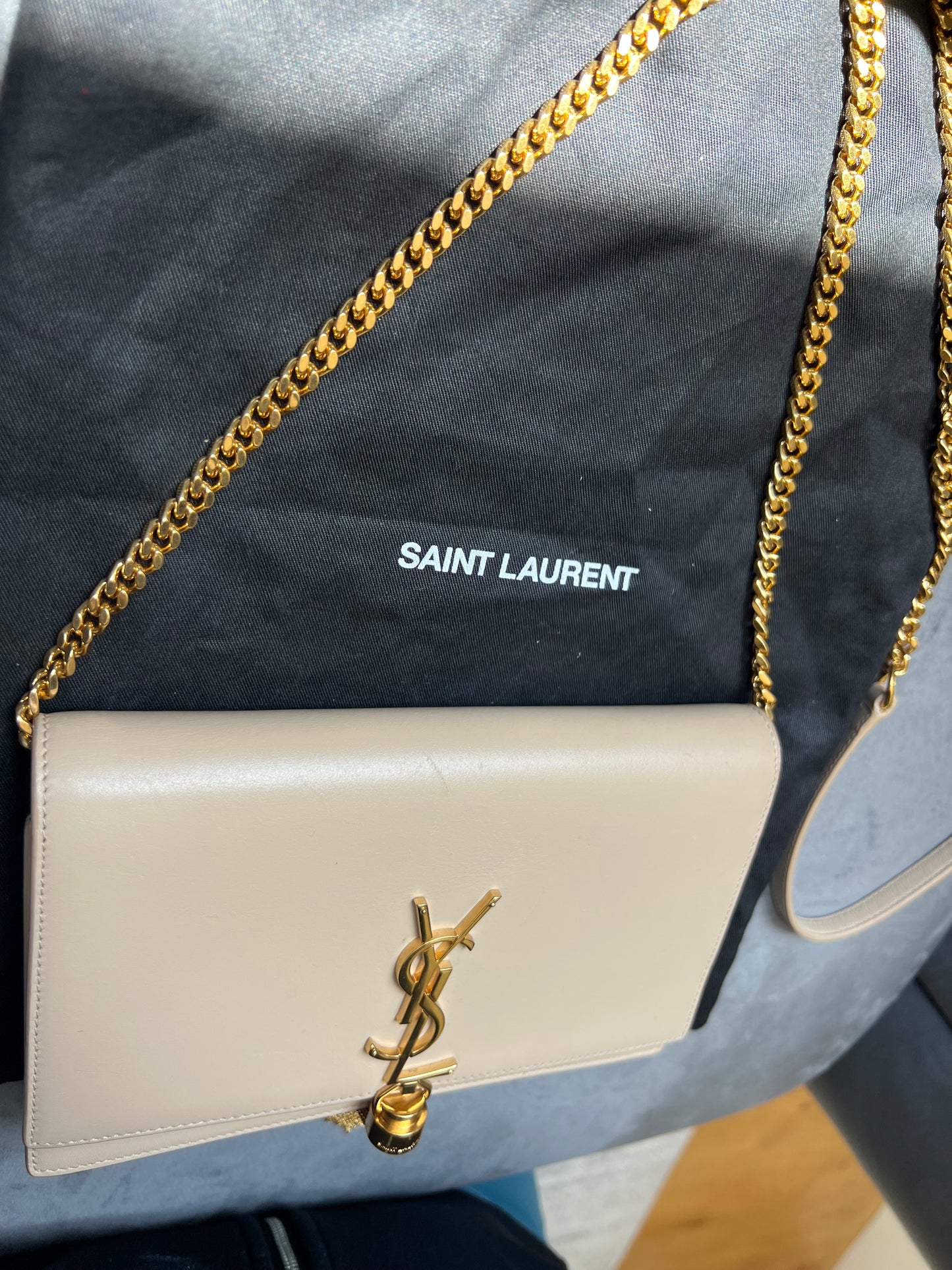 YSL Kate tassel bag nude beige