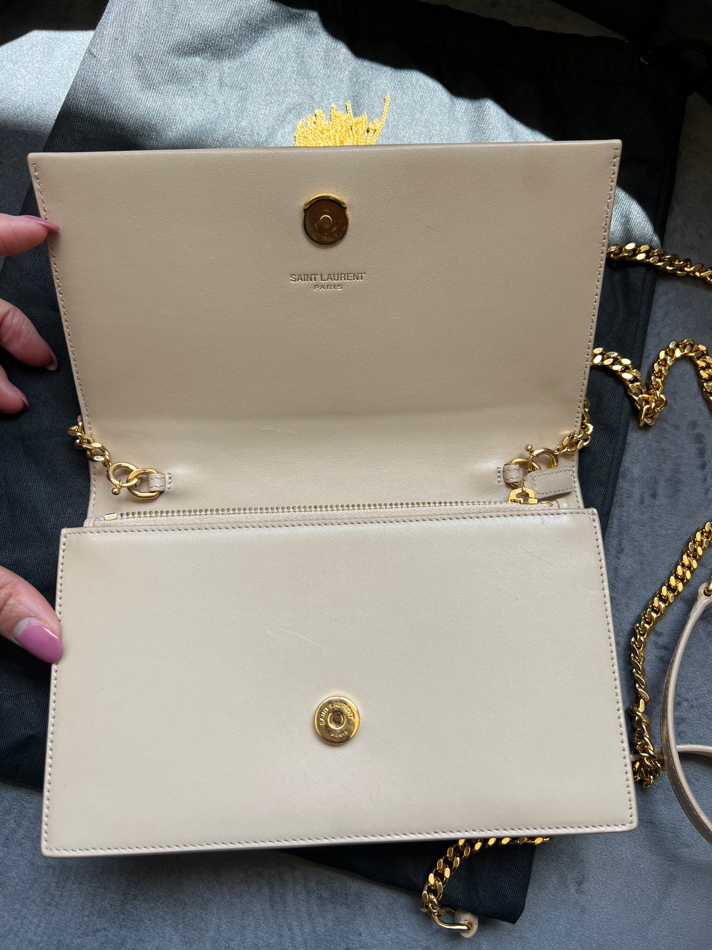YSL Kate tassel bag nude beige