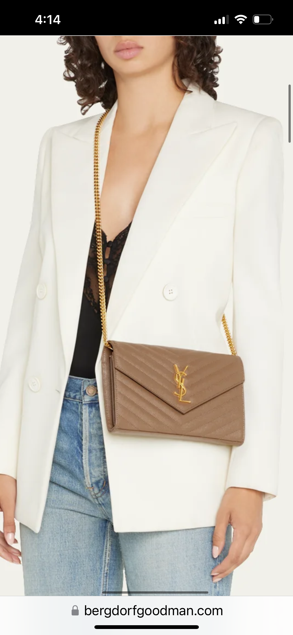 YSL cassadre envelope crossbody large dark beige