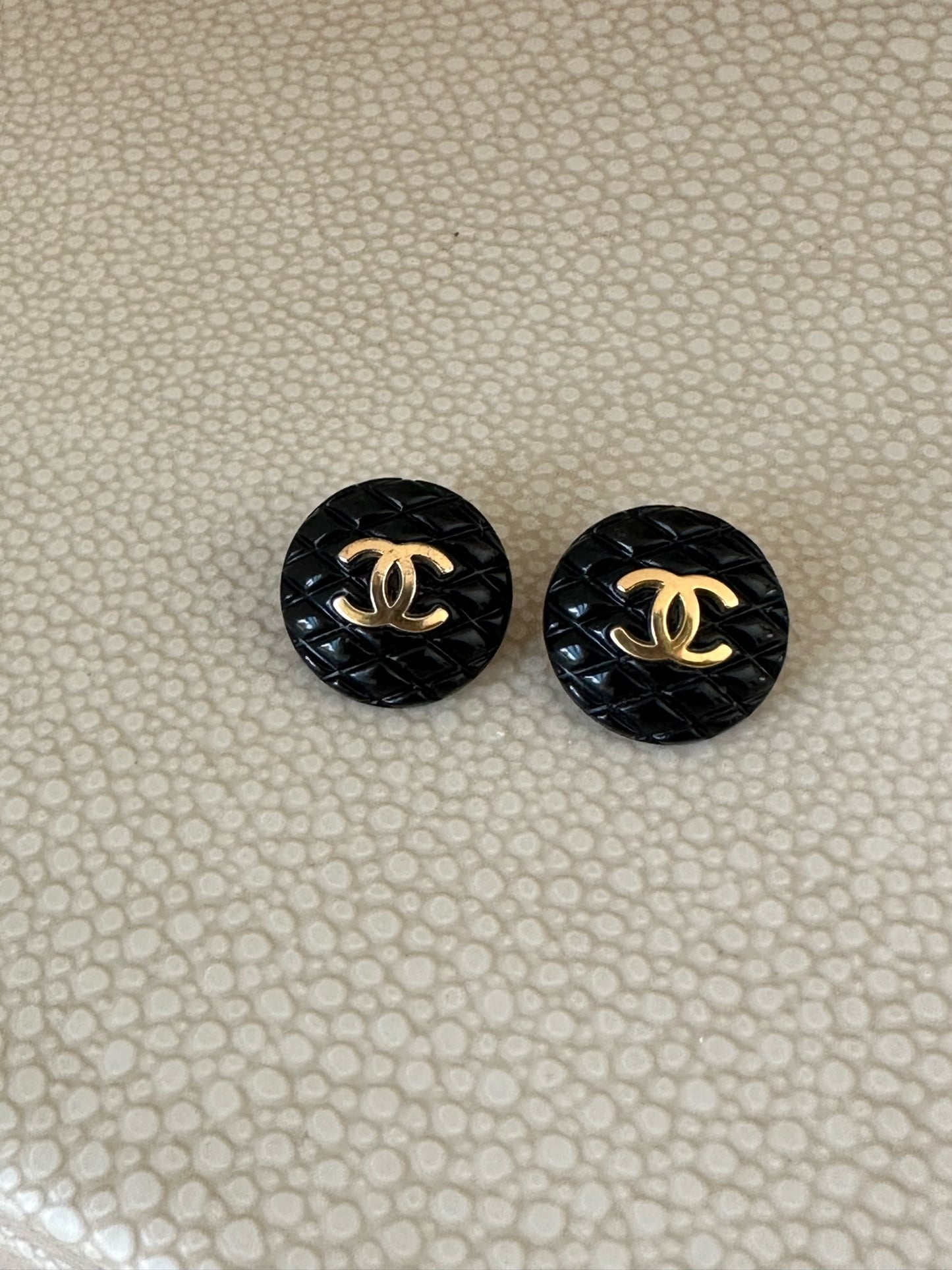 Vintage Chanel black resin earrings