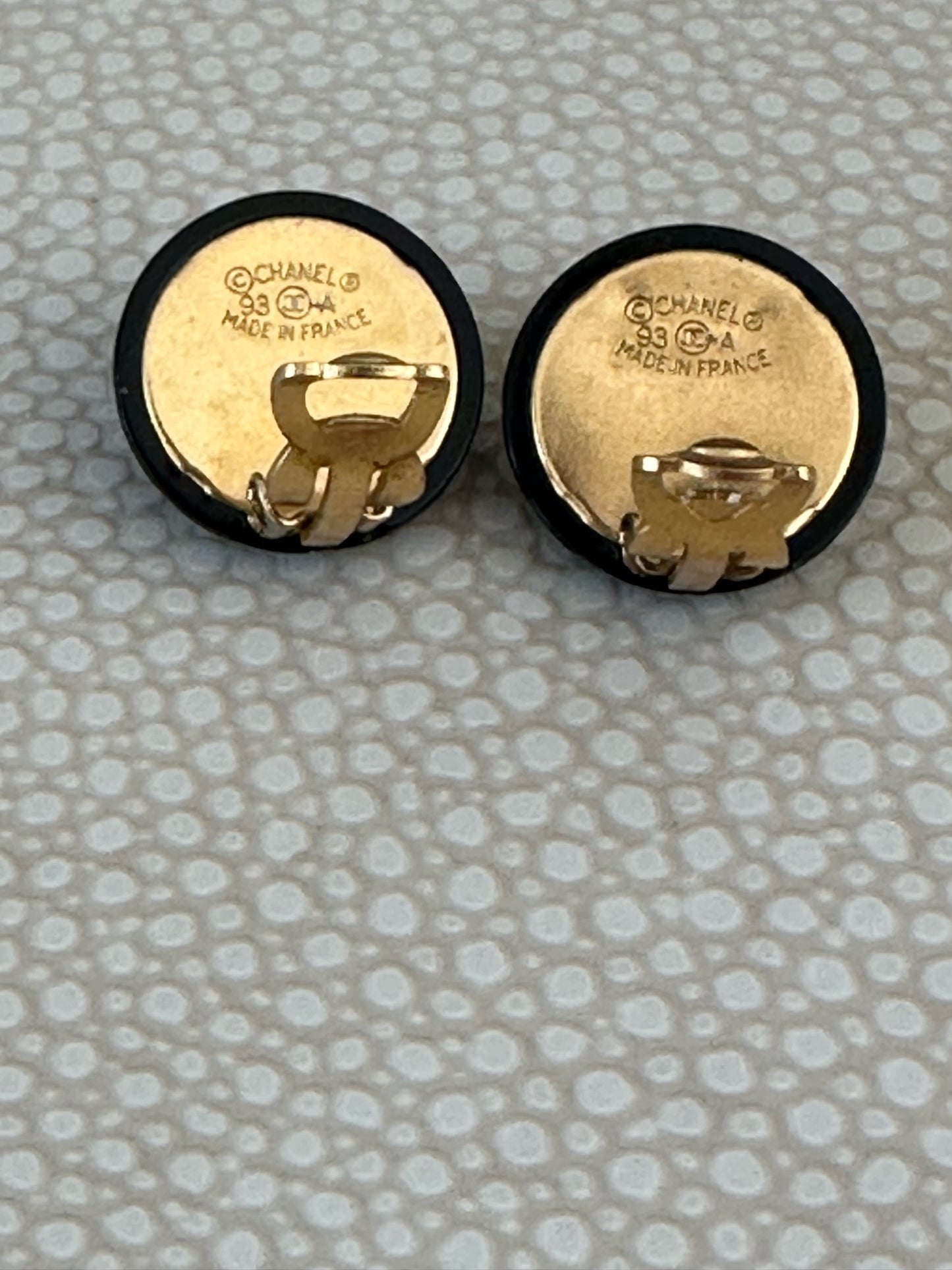 Vintage Chanel black resin earrings