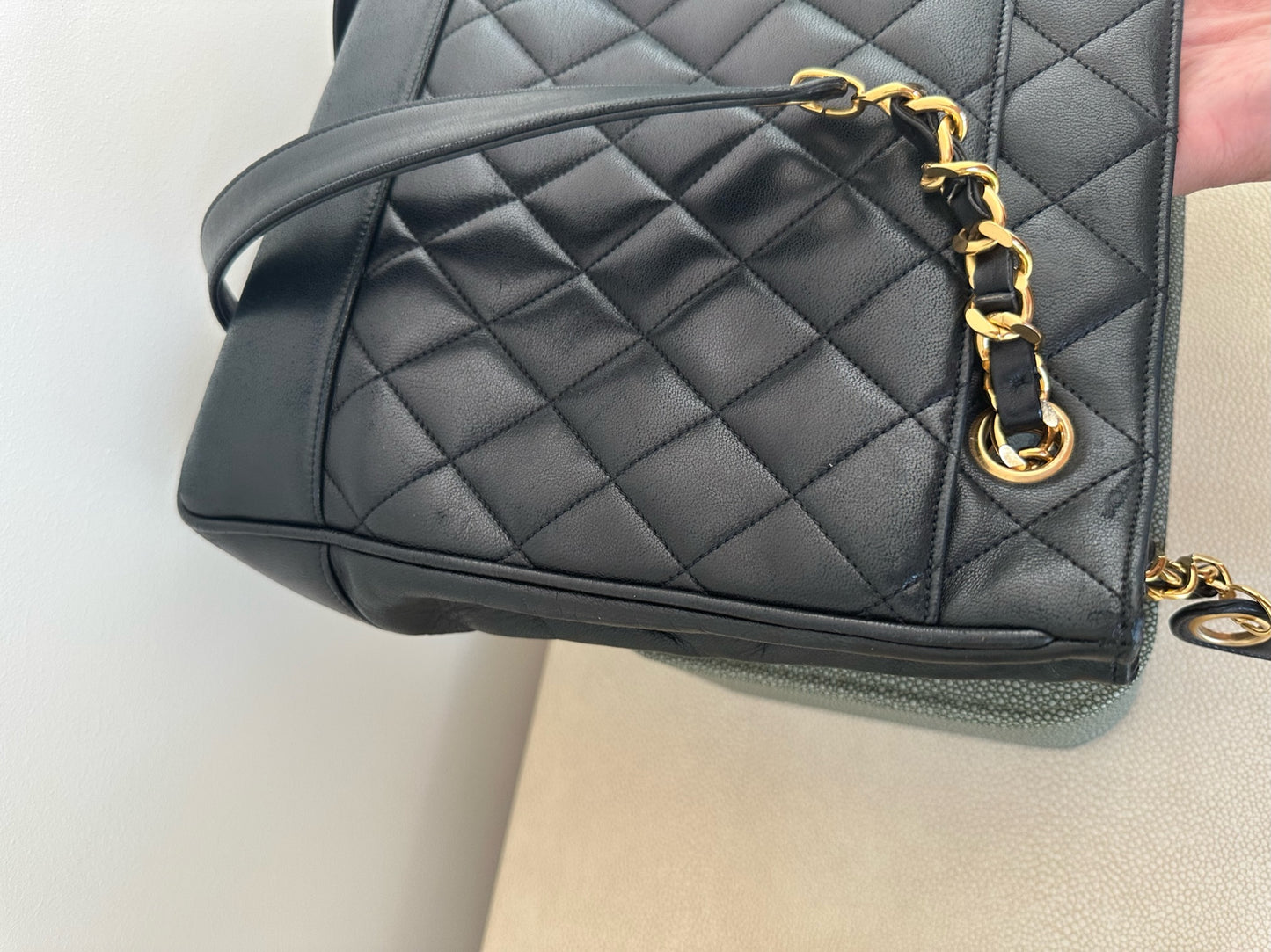 Vintage Chanel quilted tote 24k gold