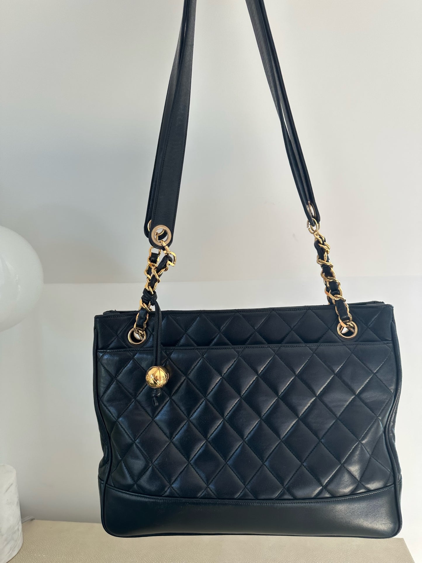 Vintage Chanel quilted tote 24k gold