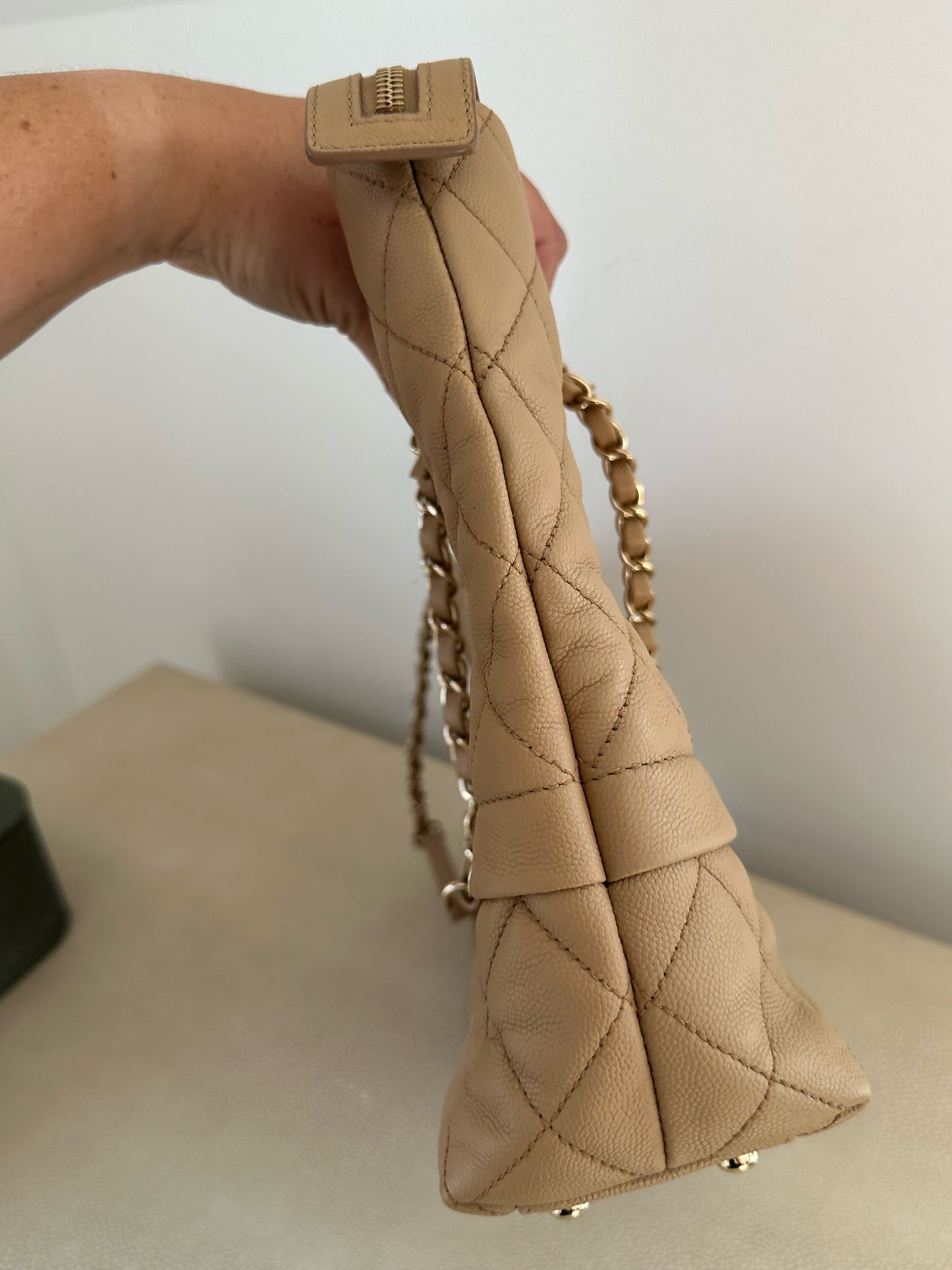 Chanel rolled up tote beige
