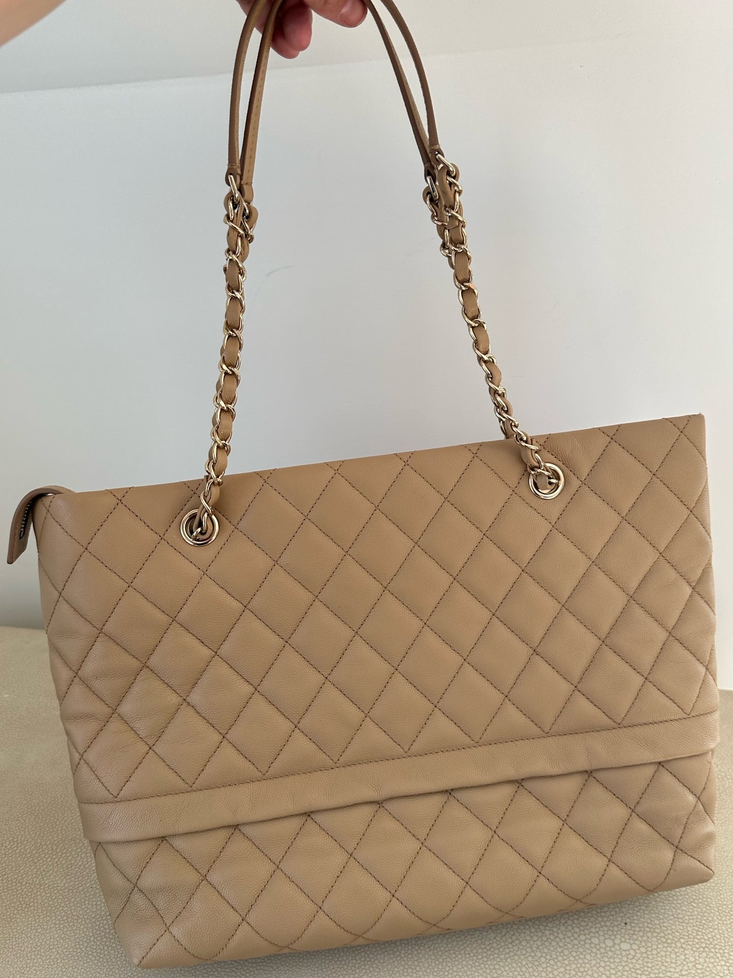 Chanel rolled up tote beige