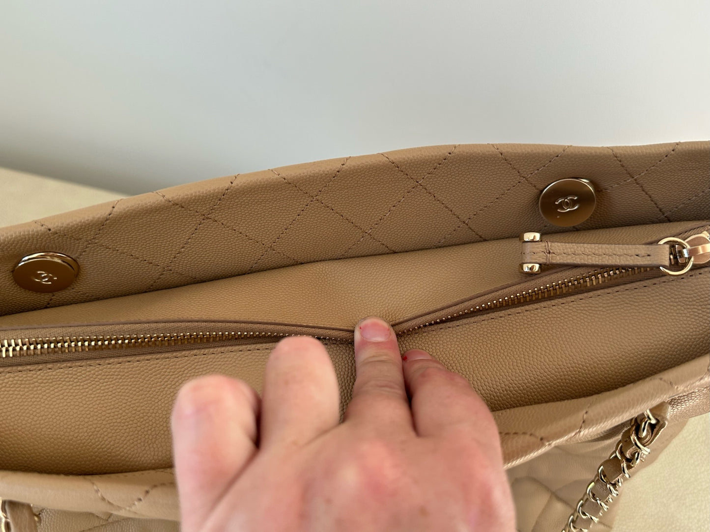 Chanel rolled up tote beige