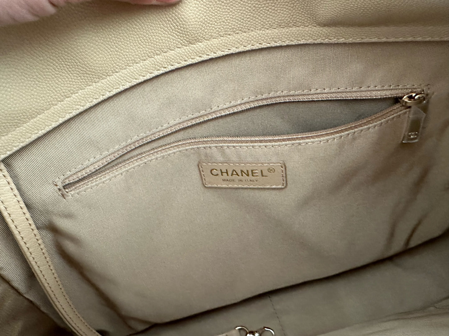 Chanel rolled up tote beige