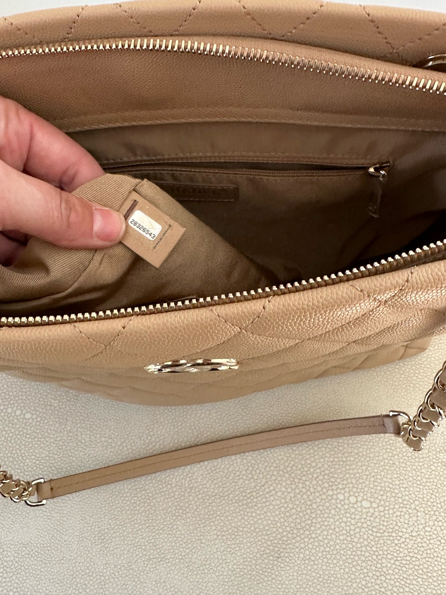 Chanel rolled up tote beige