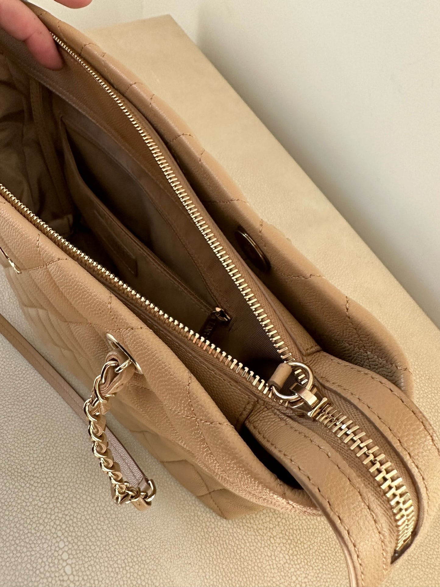 Chanel rolled up tote beige