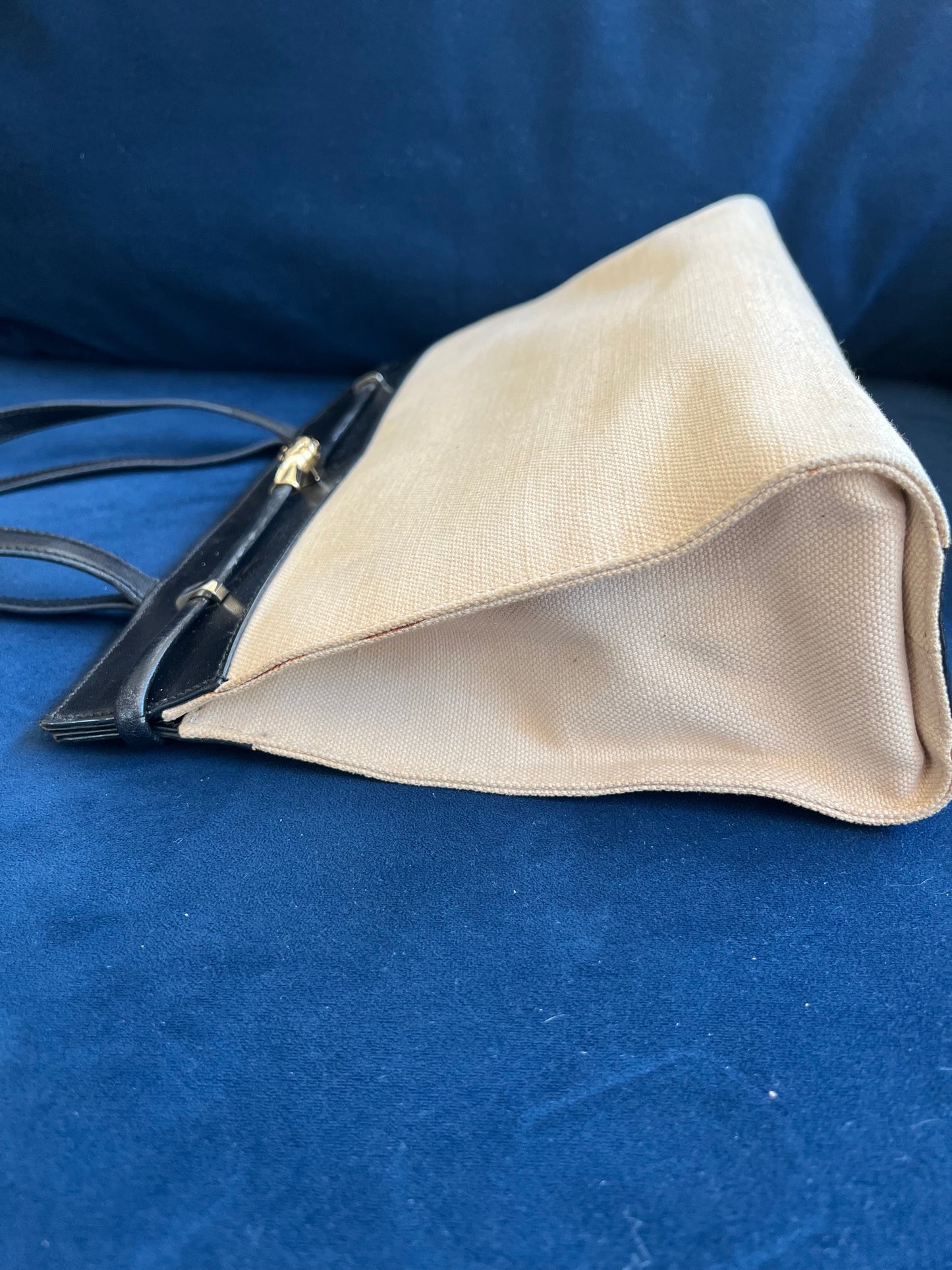 YSL Manhattan canvas tote beige and black