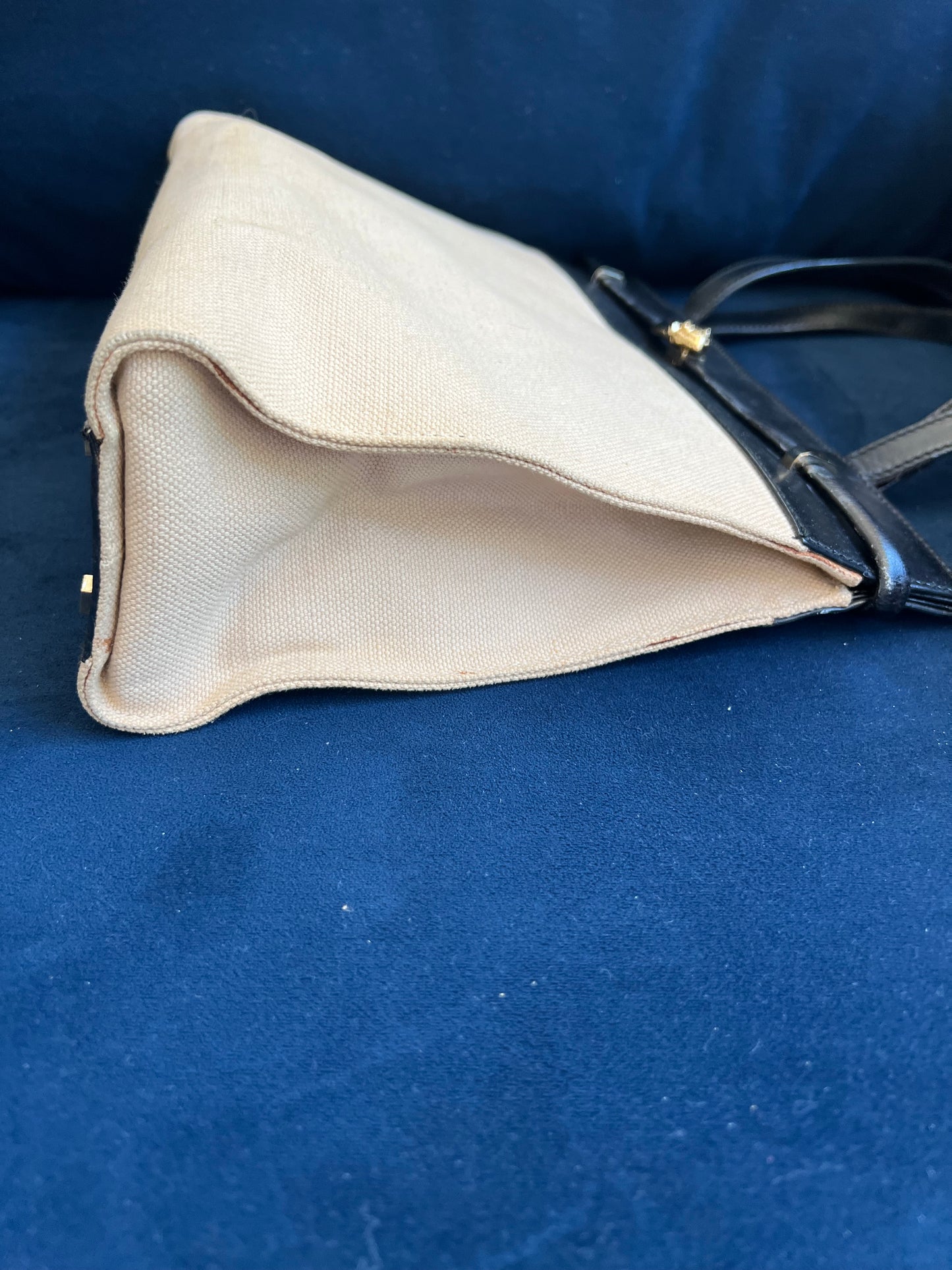 YSL Manhattan canvas tote beige and black