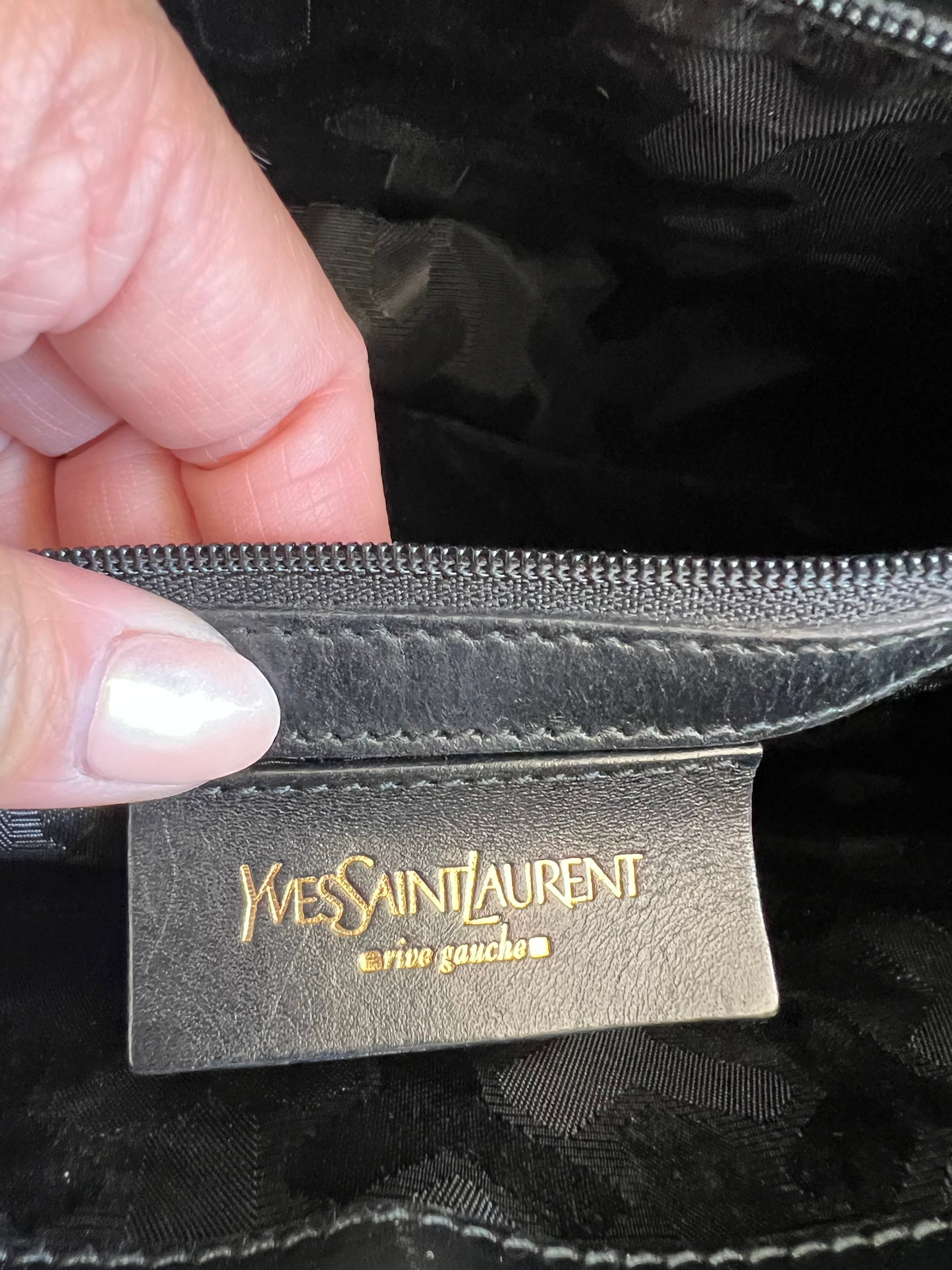 YSL Manhattan canvas tote beige and black