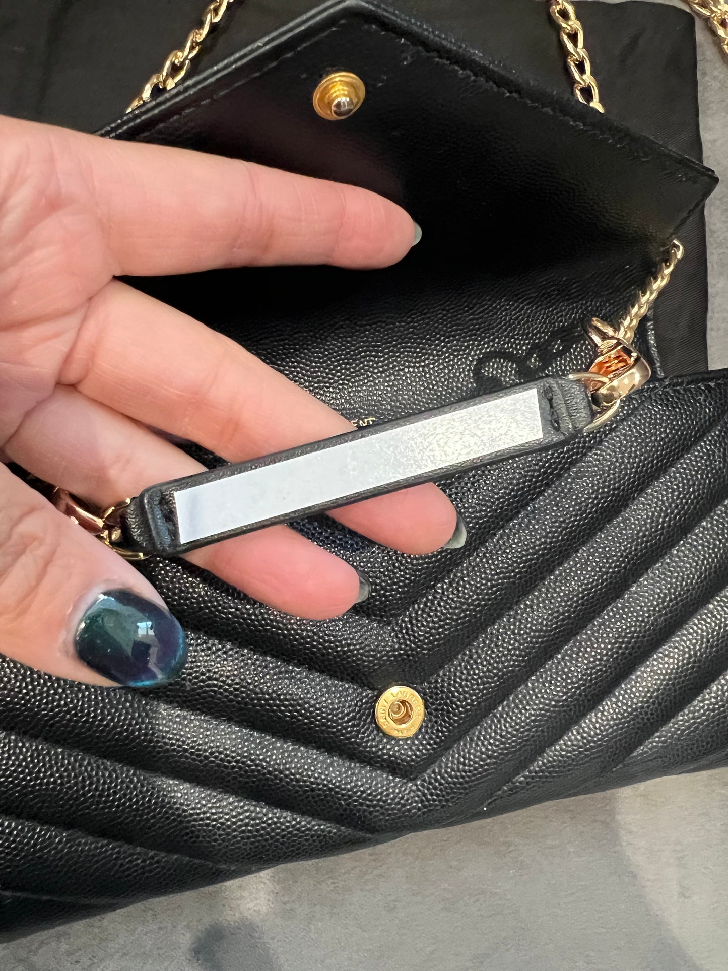 YSL monogram cassandre envelope wallet on chain