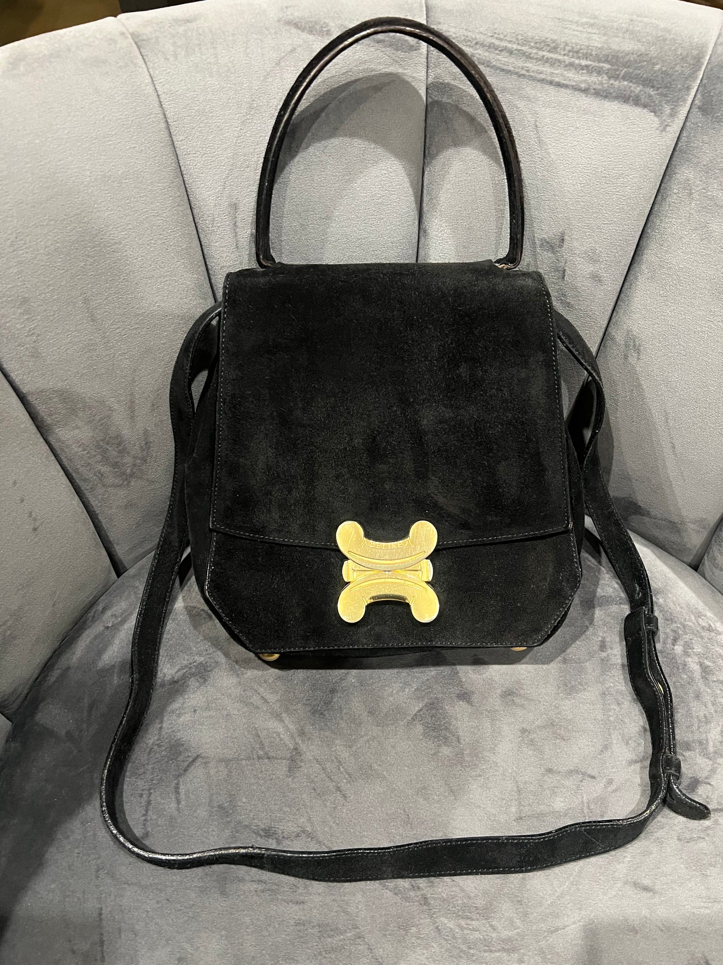 Vintage Celine Triomphe Suede Two-Way bag