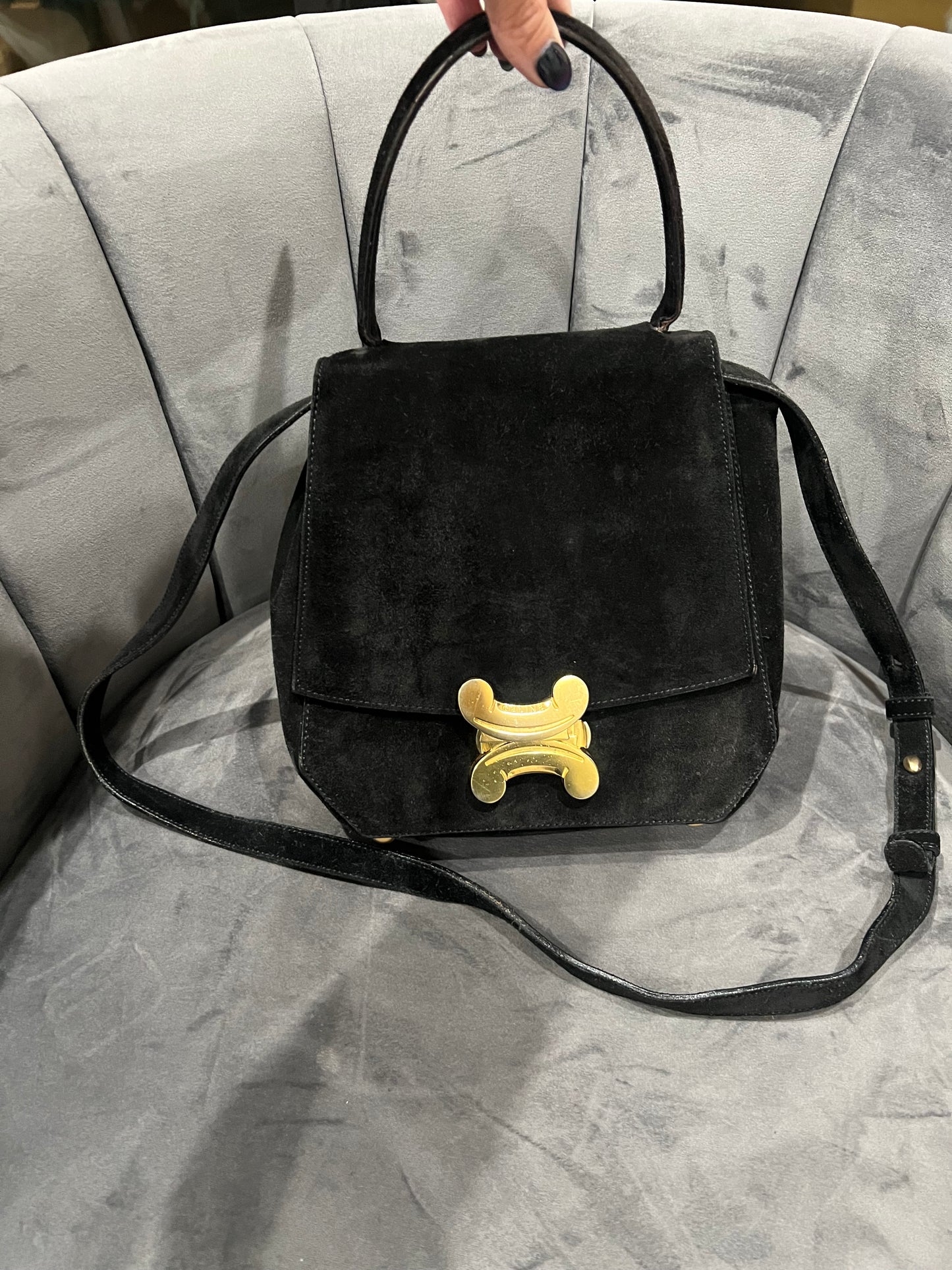 Vintage Celine Triomphe Suede Two-Way bag