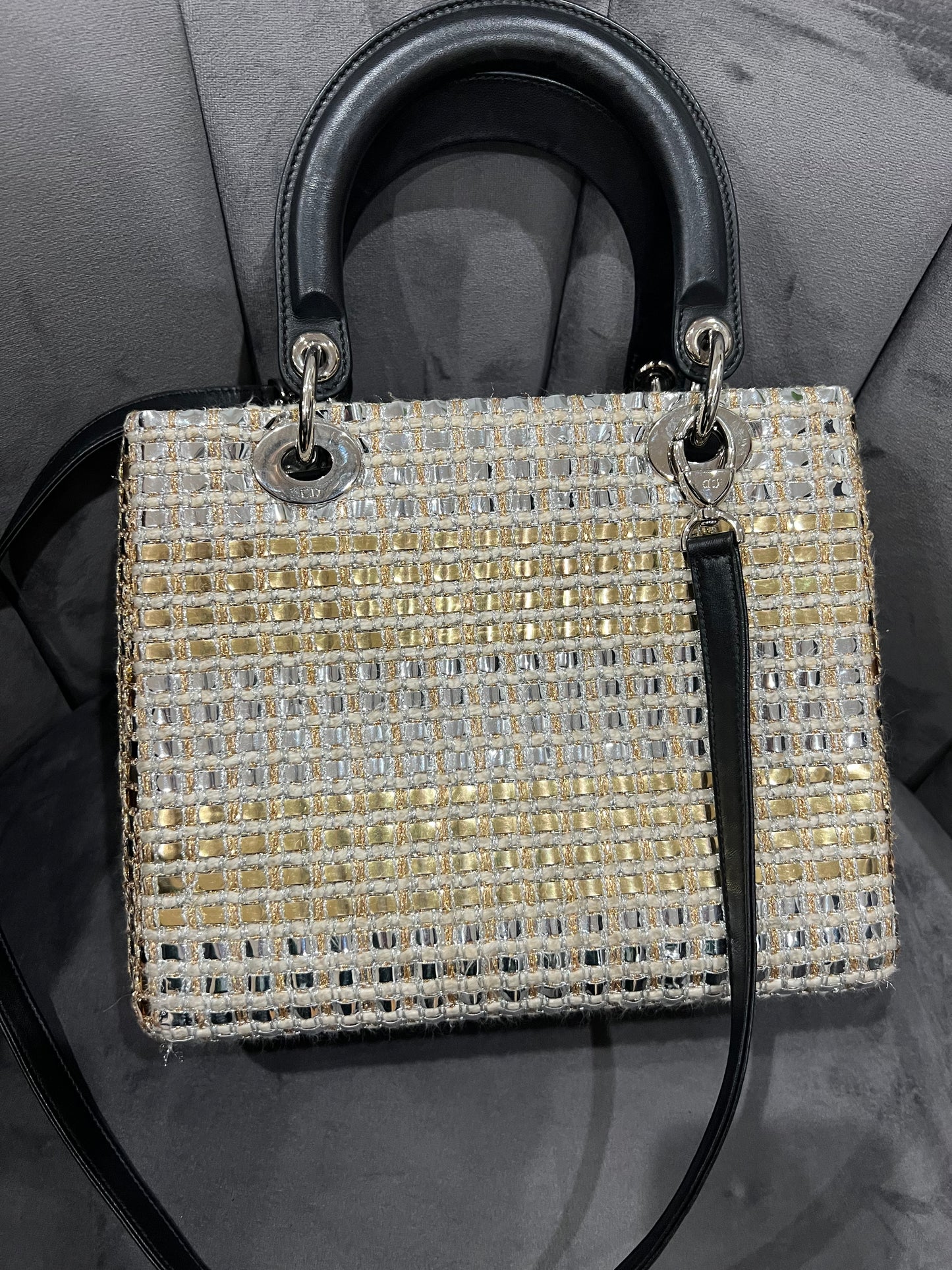 Lady Dior bag in rare metallic tweed