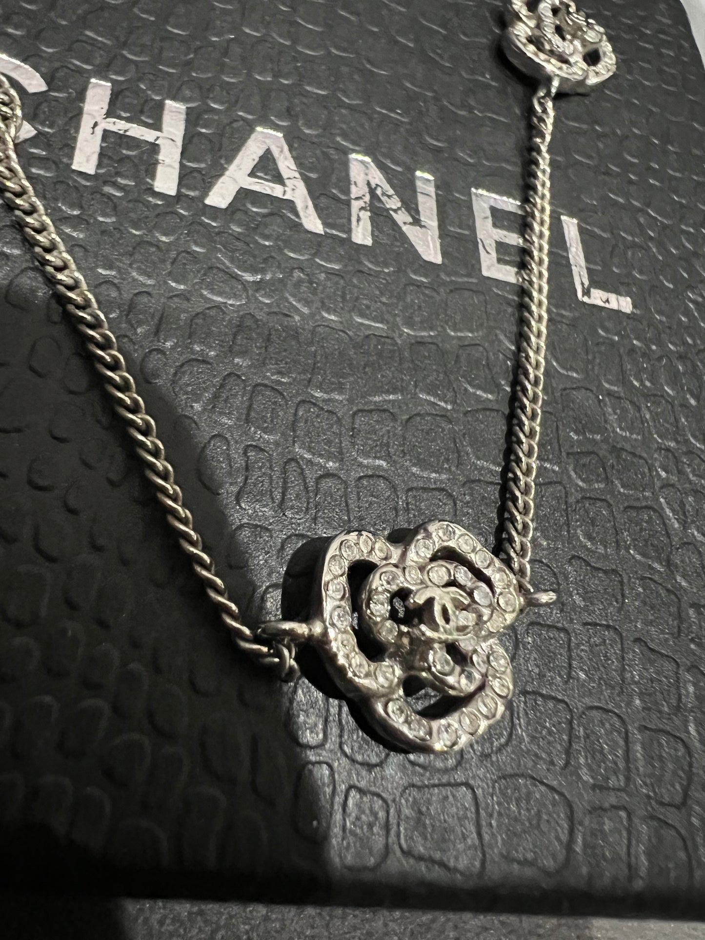 Rare Chanel Tri Camellia Necklace