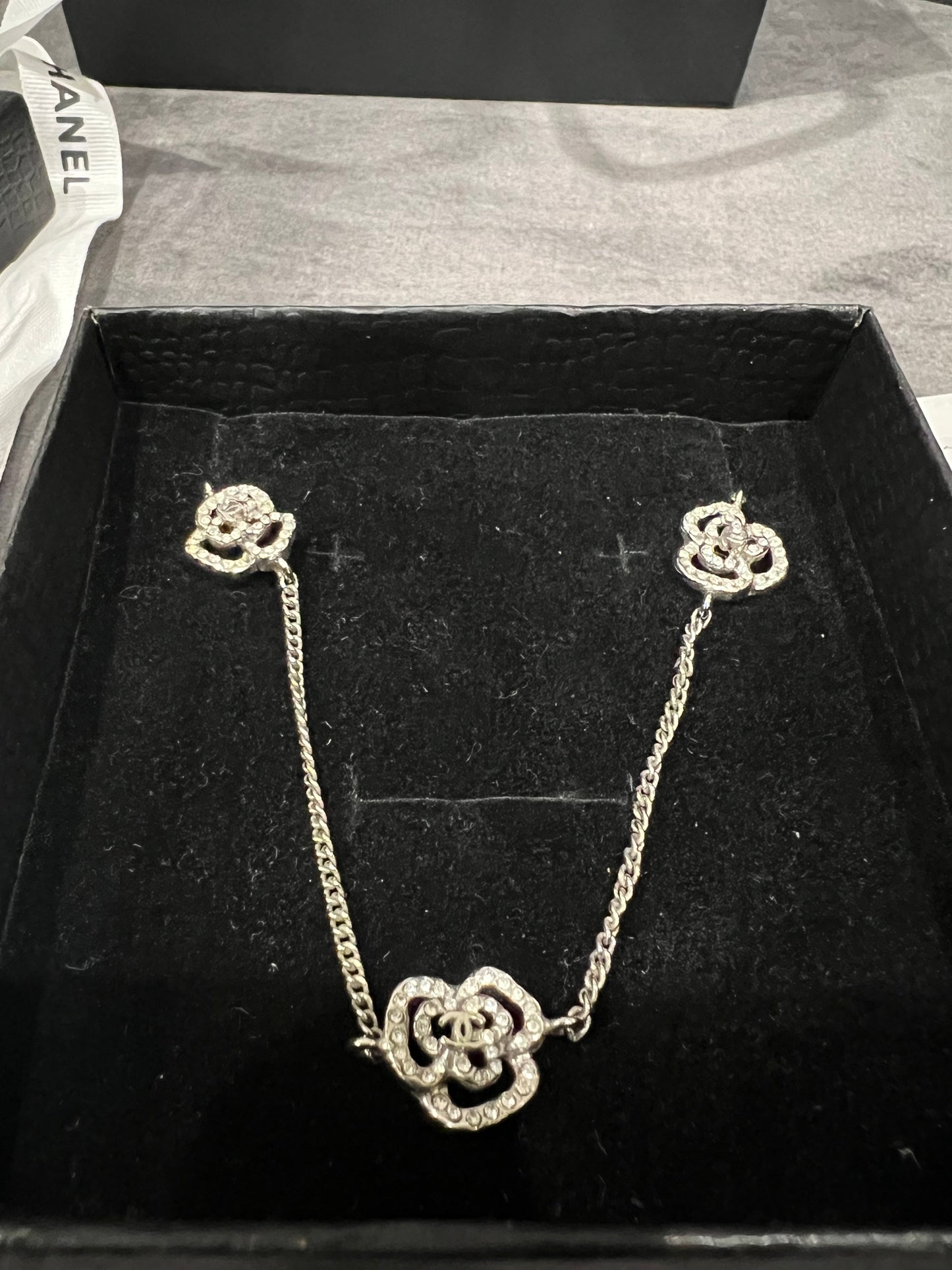 Rare Chanel Tri Camellia Necklace
