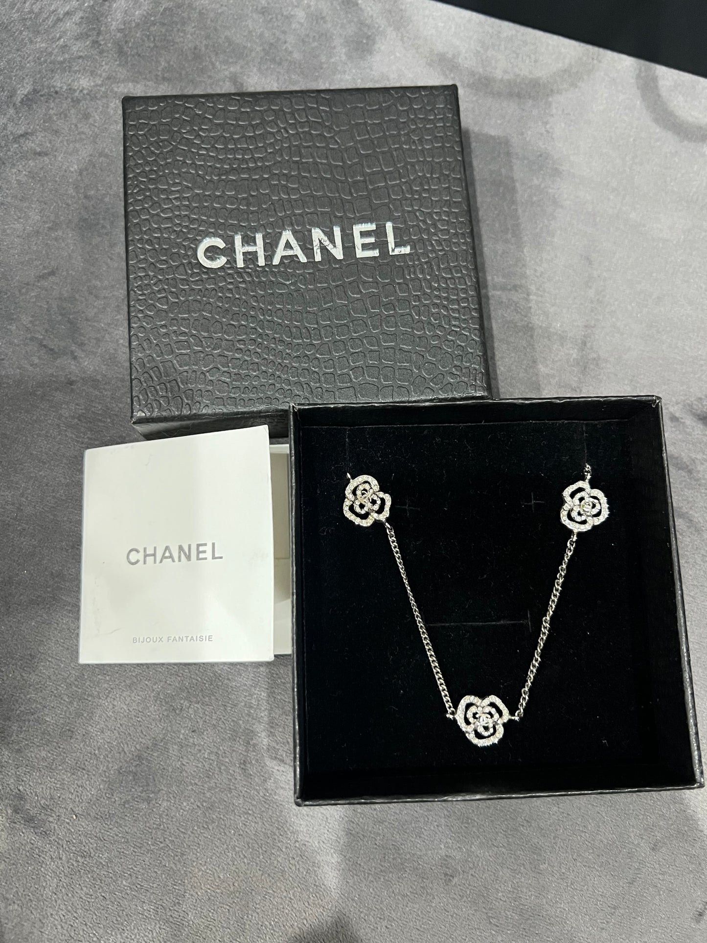 Rare Chanel Tri Camellia Necklace