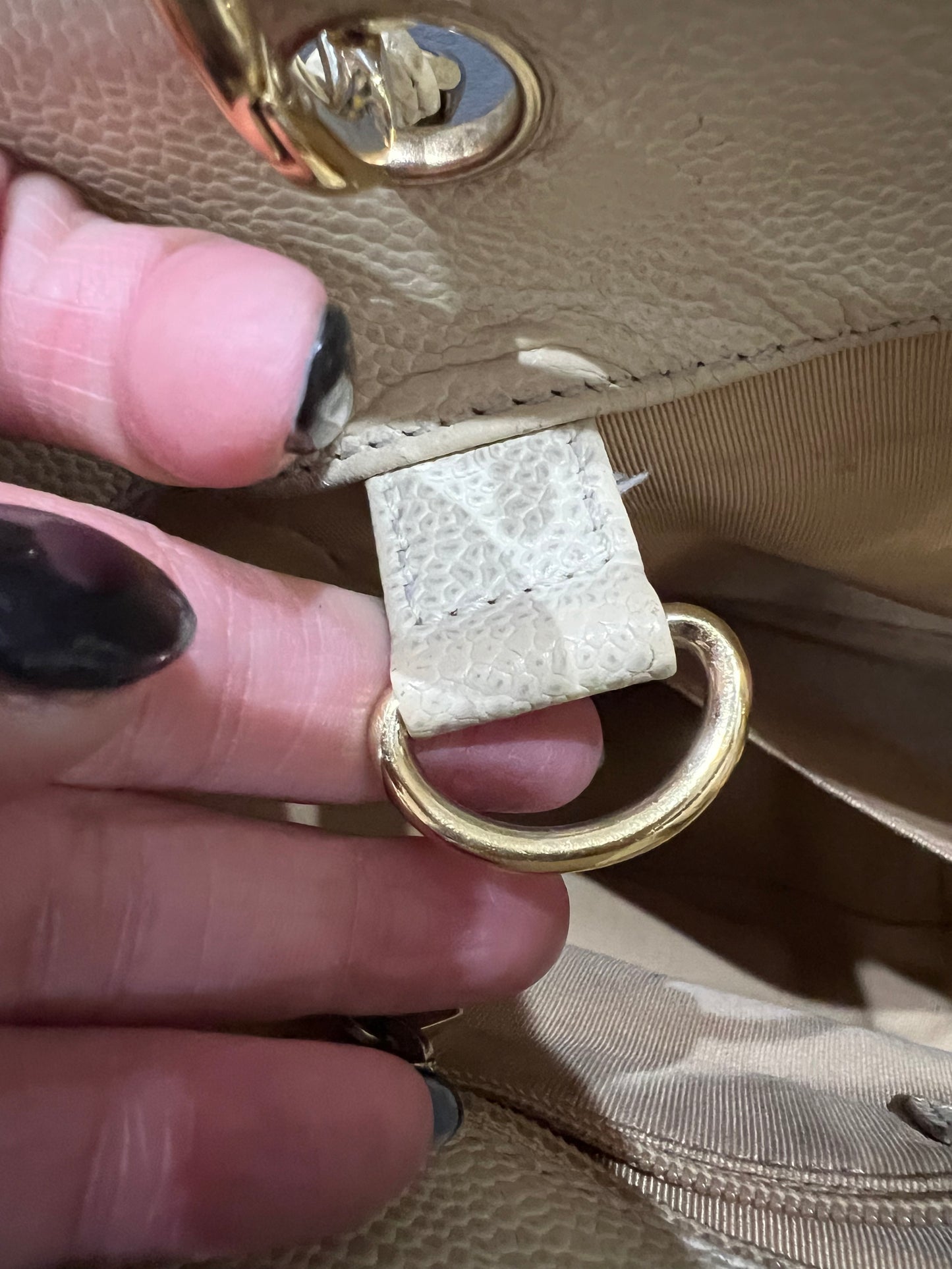 CHANEL Caviar Quilted Petite Shopping Tote PST beige