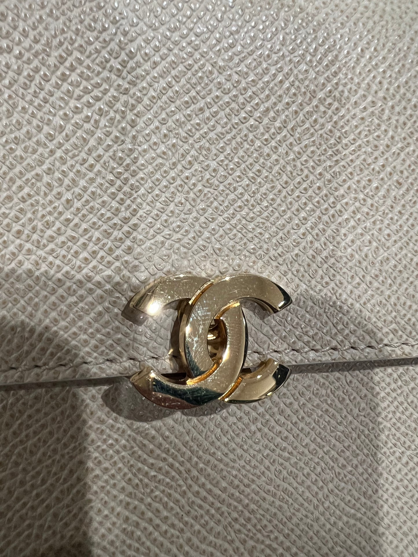 Chanel caviar beige clutch 24k gold hardware